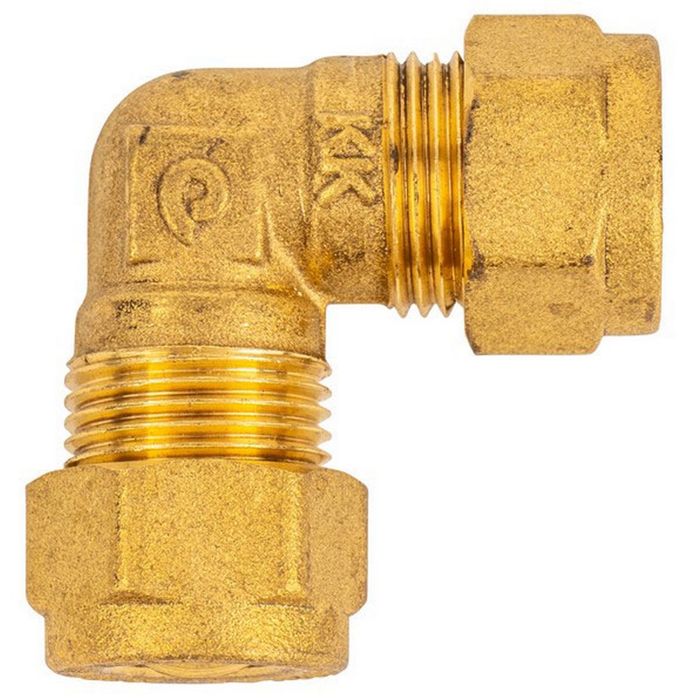 DWS haakse knelkoppeling 10 mm messing 