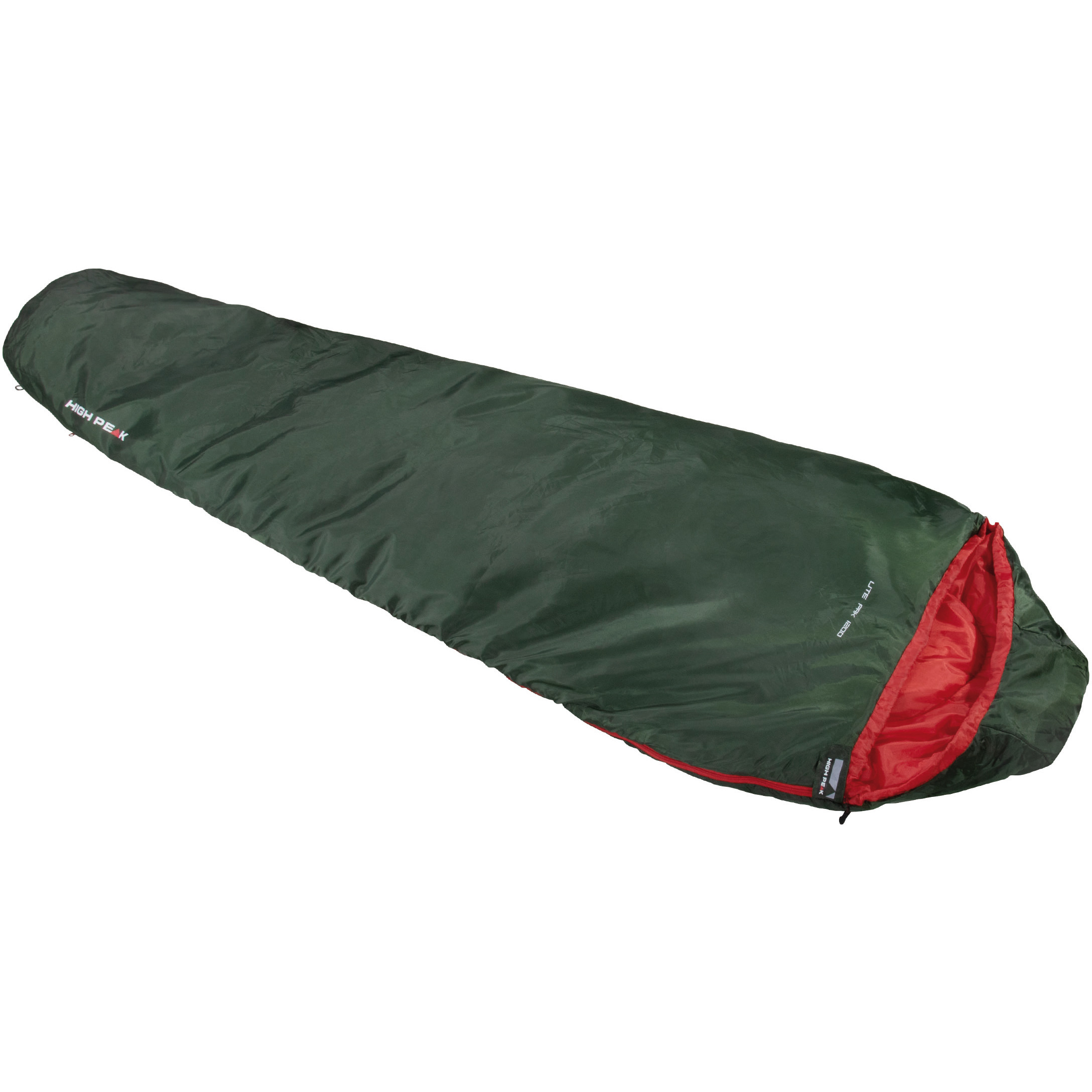 High Peak Lite Pak 1200 mummy slaapzak green red 