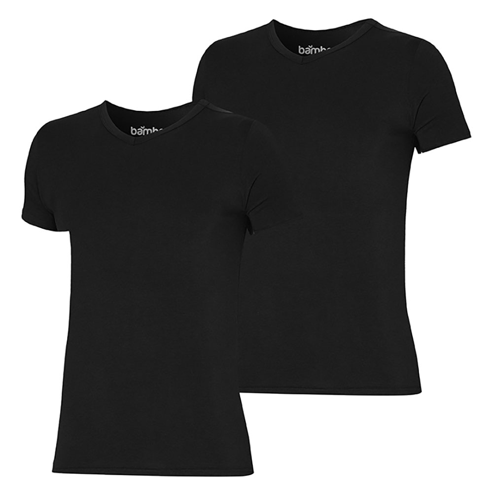 Apollo Bamboo V-hals shirt heren black 2-pack 