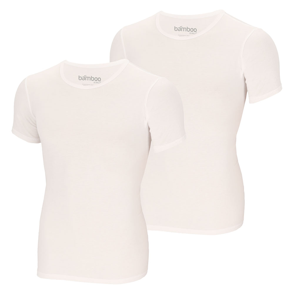 Apollo Bamboo O-hals shirt heren white 2-pack 