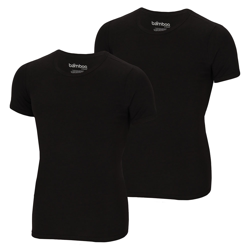 Apollo Bamboo O-hals shirt heren black 2-pack 