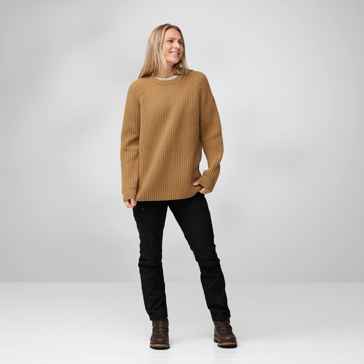 Fjällräven Övik Rib sweater dames buckwheat brown - Main Image