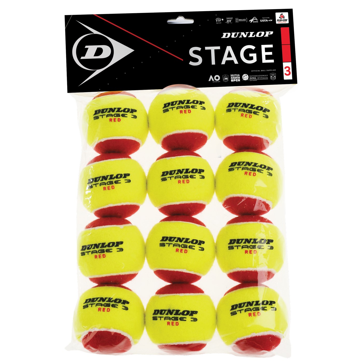 Dunlop Stage 3 Red tennisballen 12-pack red yellow 