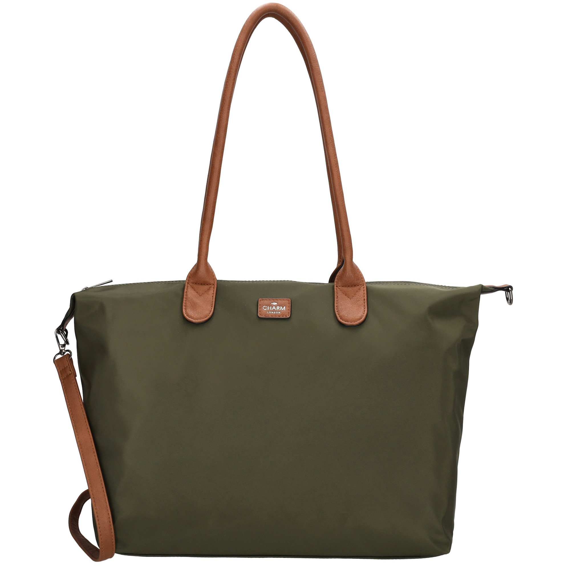 Charm London Buckingham 15,6 inch laptop schoudertas 24,4 liter dames olive green