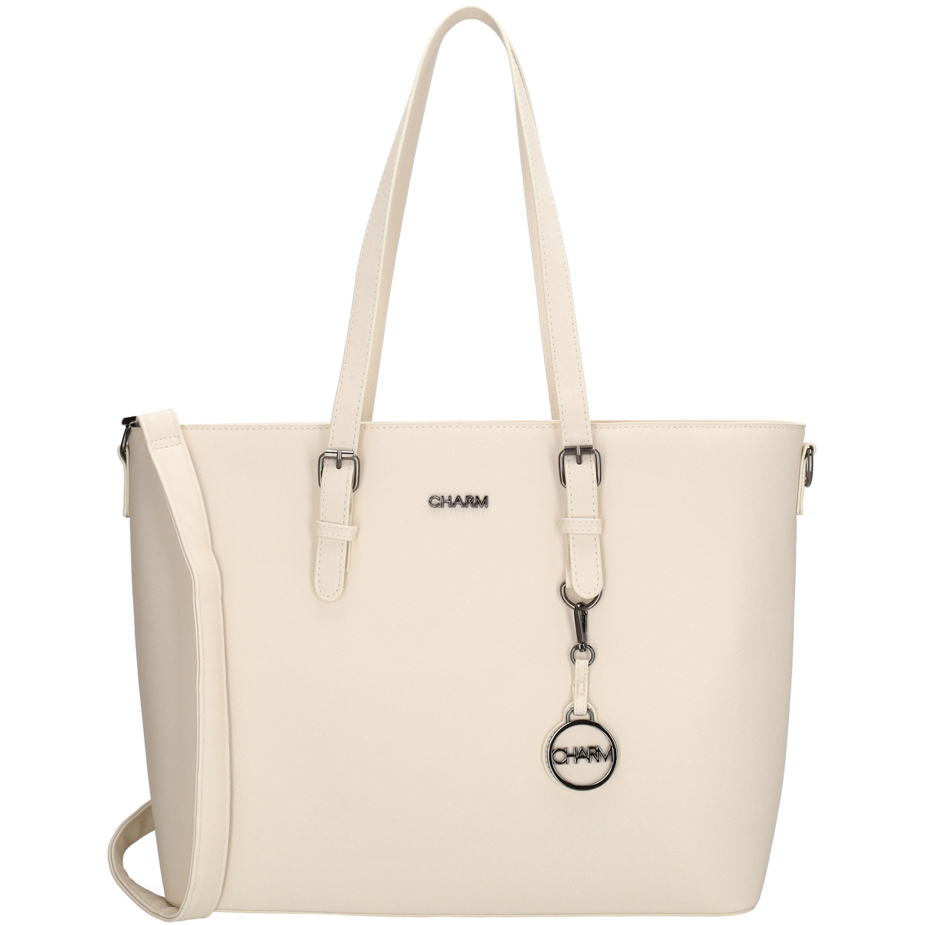 Charm London Birmingham 15,6 inch laptop schoudertas 22 liter dames crème