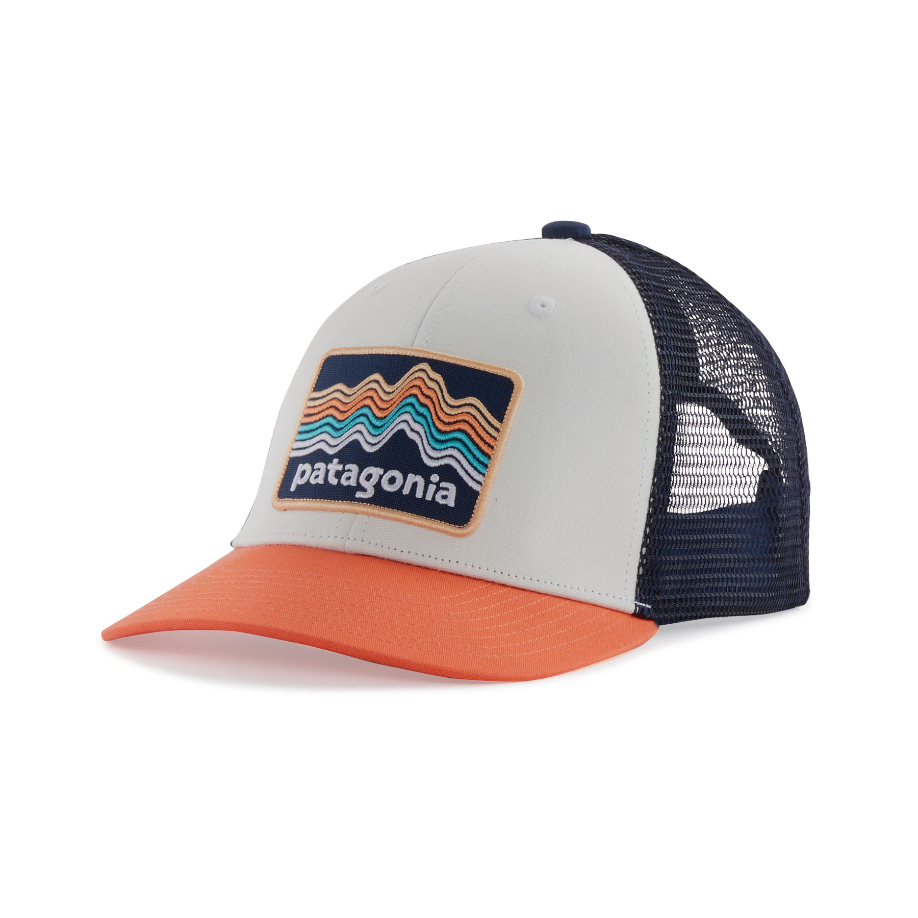 Patagonia Trucker P-6 Logo pet junior ridge rise stripe coho coral - 53 - 58 cm