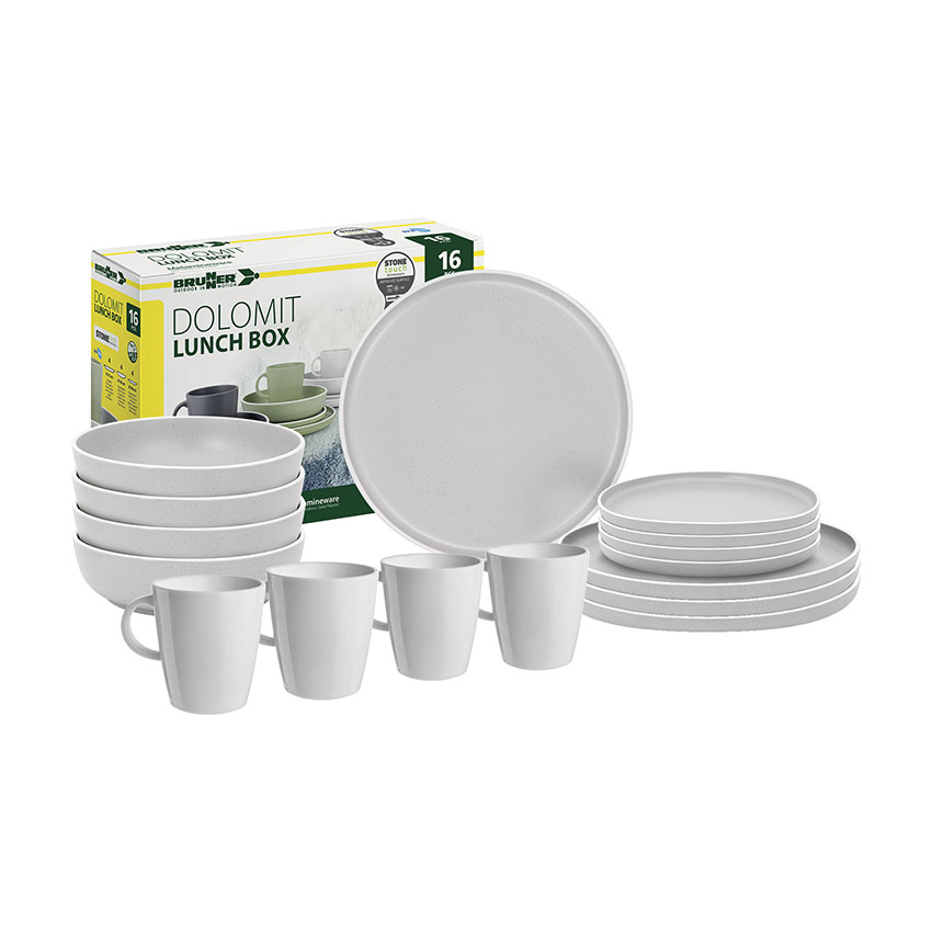 Brunner Lunch Box Dolomit campingservies white 16-delig 