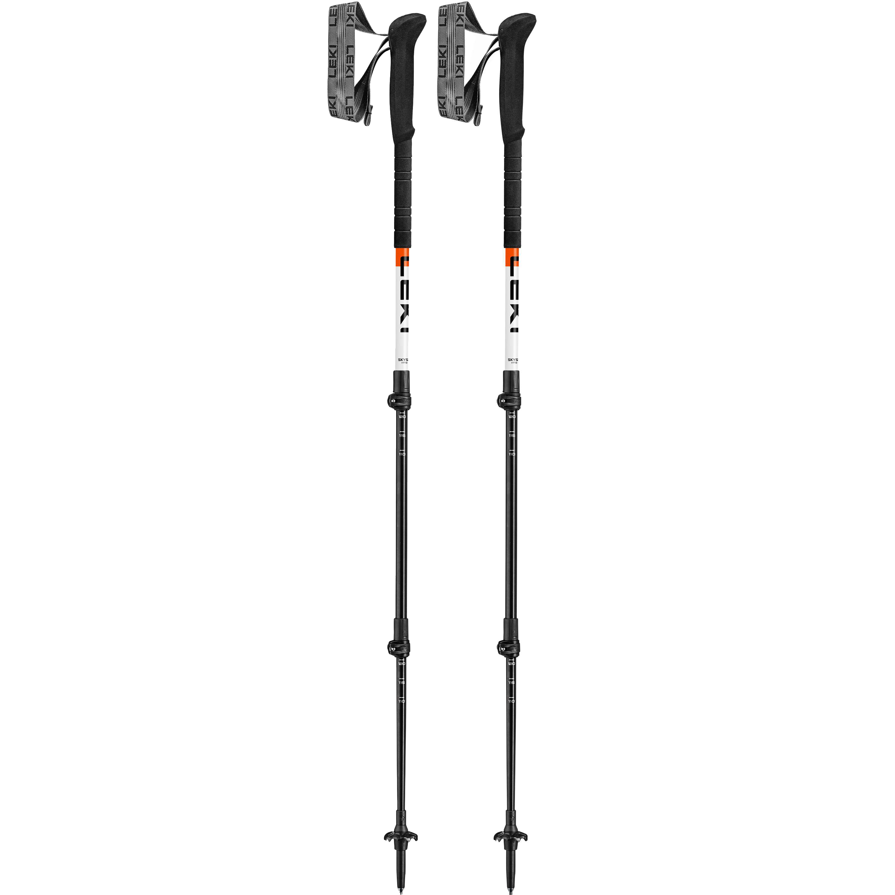 LEKI Skysolo wandelstokken white black neon orange 