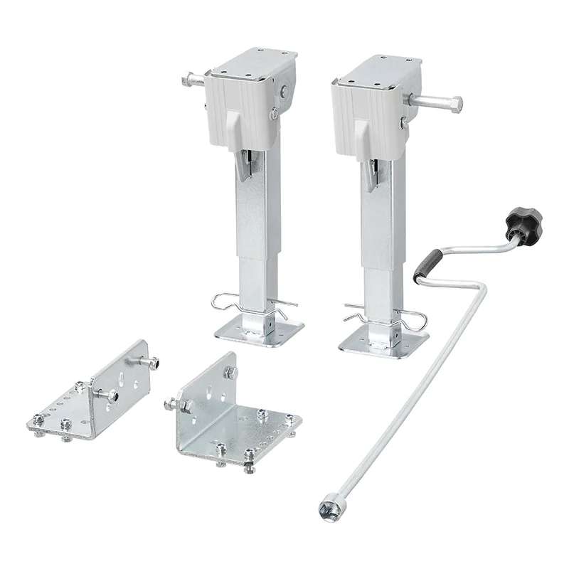 Zwengelsteun Caravan Stabiliteit 1000 Kg Zwengelsteun Voor Stabiliteit AL-KO Uitdraaisteun Extra Lang - Vaste Voet - 800 Kg Uitdraaisteun 1000 Kg Zwengelsteun Vervanging AL-KO 267265 Gegalvaniseerd Staal Trapeziumschroefdraad 19 Mm Zeskant