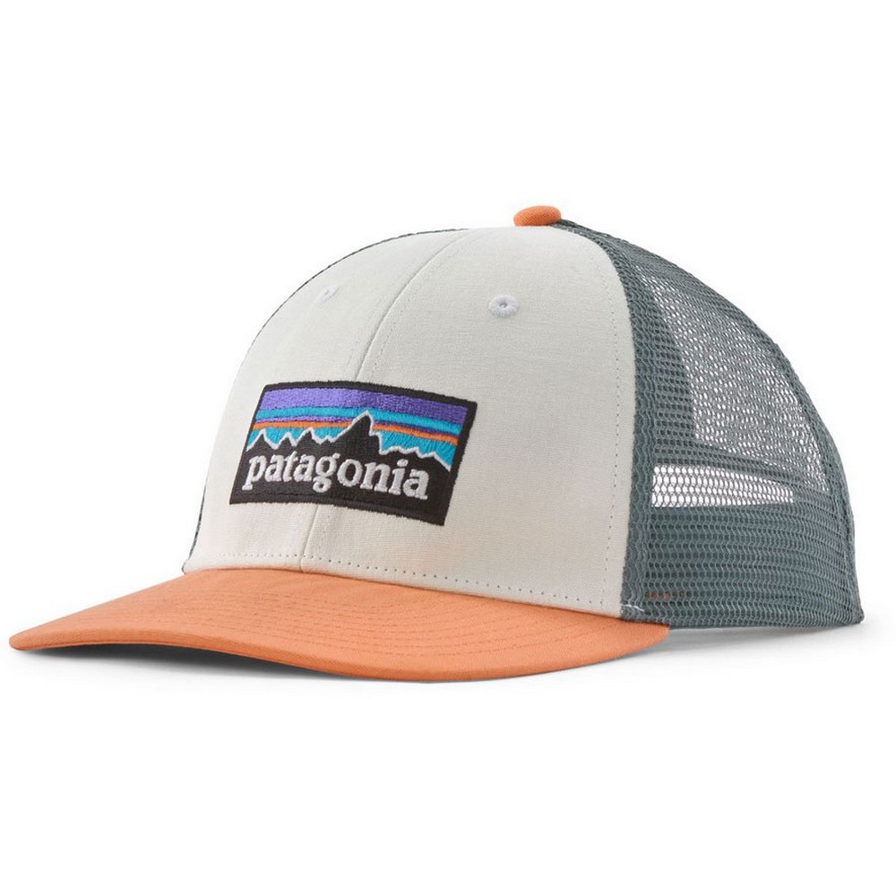 Patagonia P-6 Logo LoPro Trucker pet white w peach sherbet 