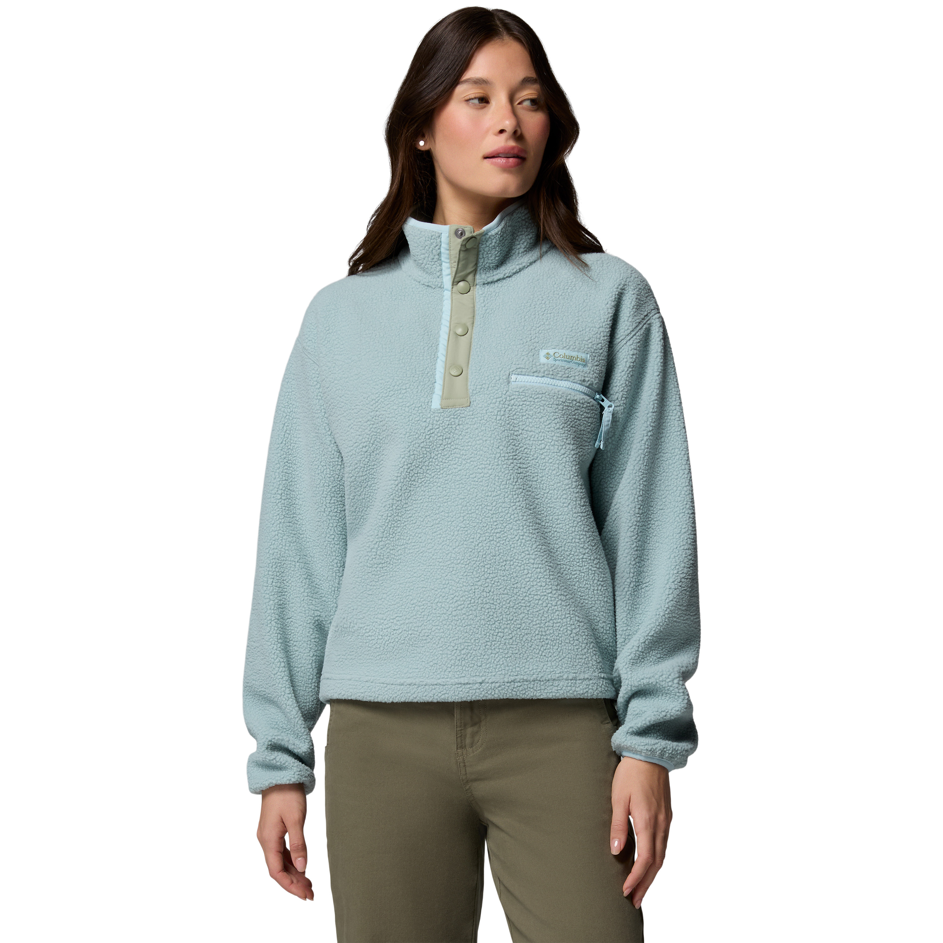 Columbia Helvetia II Cropped Half Snap fleece sweater heren crushed blue  