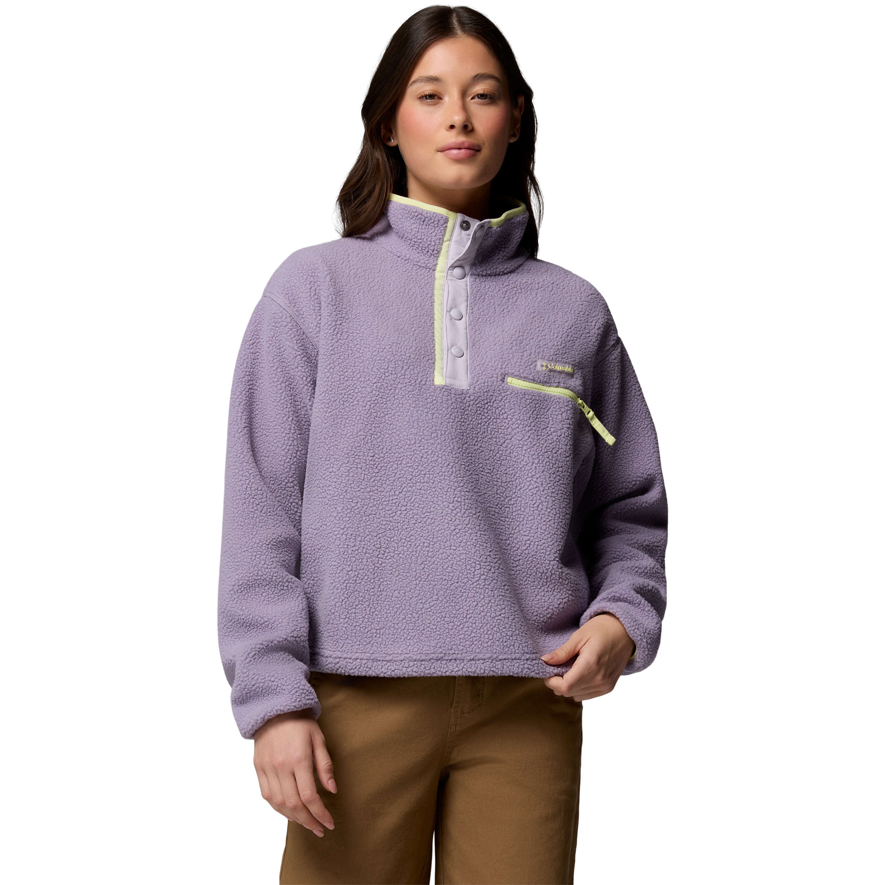 Columbia Helvetia II Cropped Half Snap fleece sweater dames shale purple 