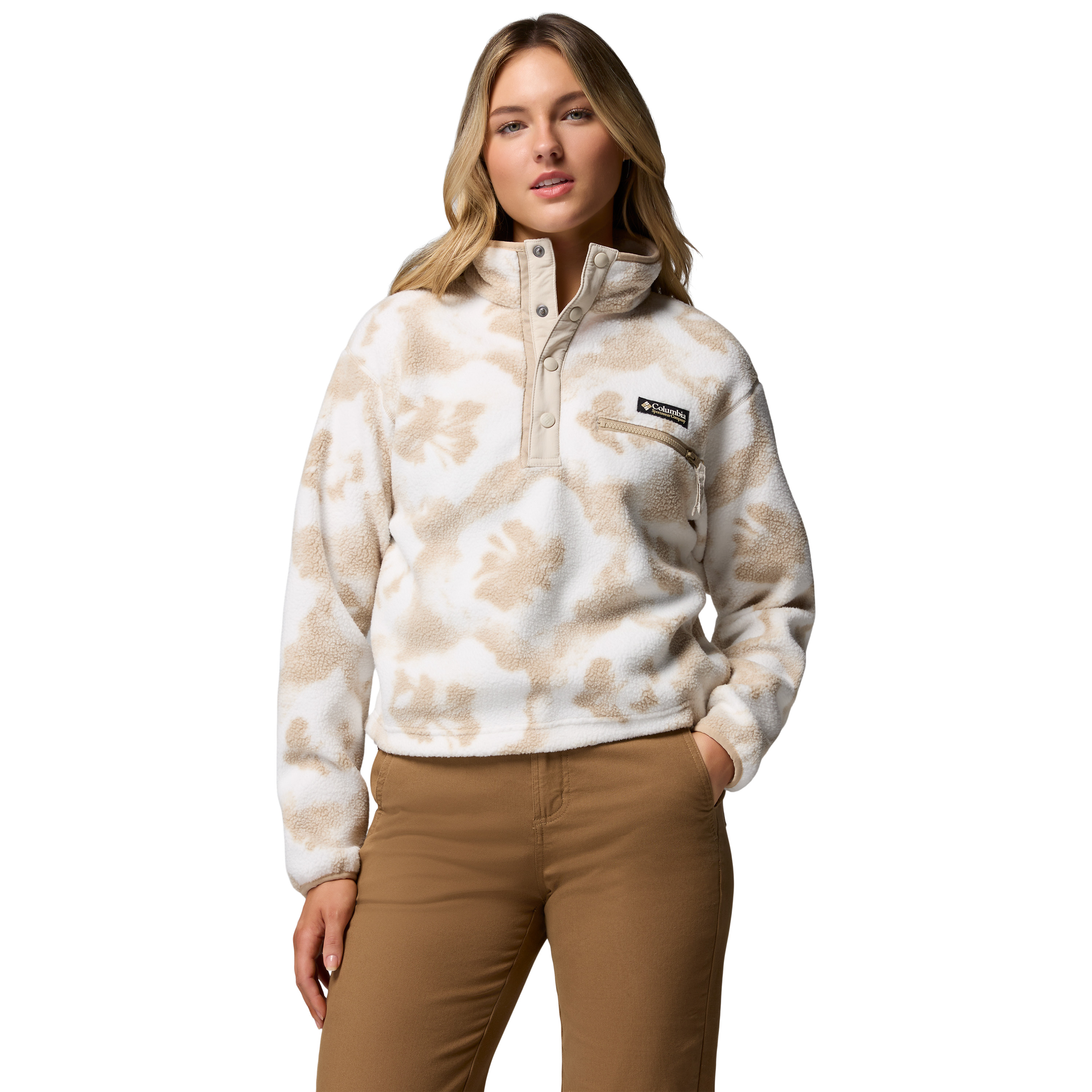 Columbia Helvetia II Cropped Half Snap fleece sweater dames sea salt 