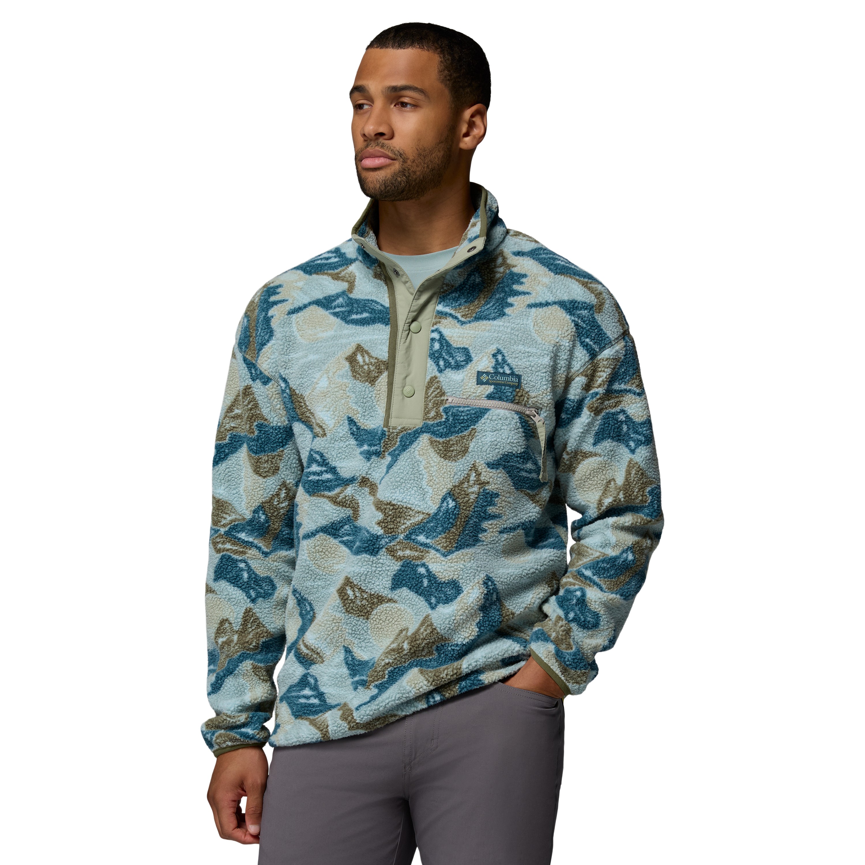 Columbia Helvetia II Printed Half Snap fleece sweater heren safari