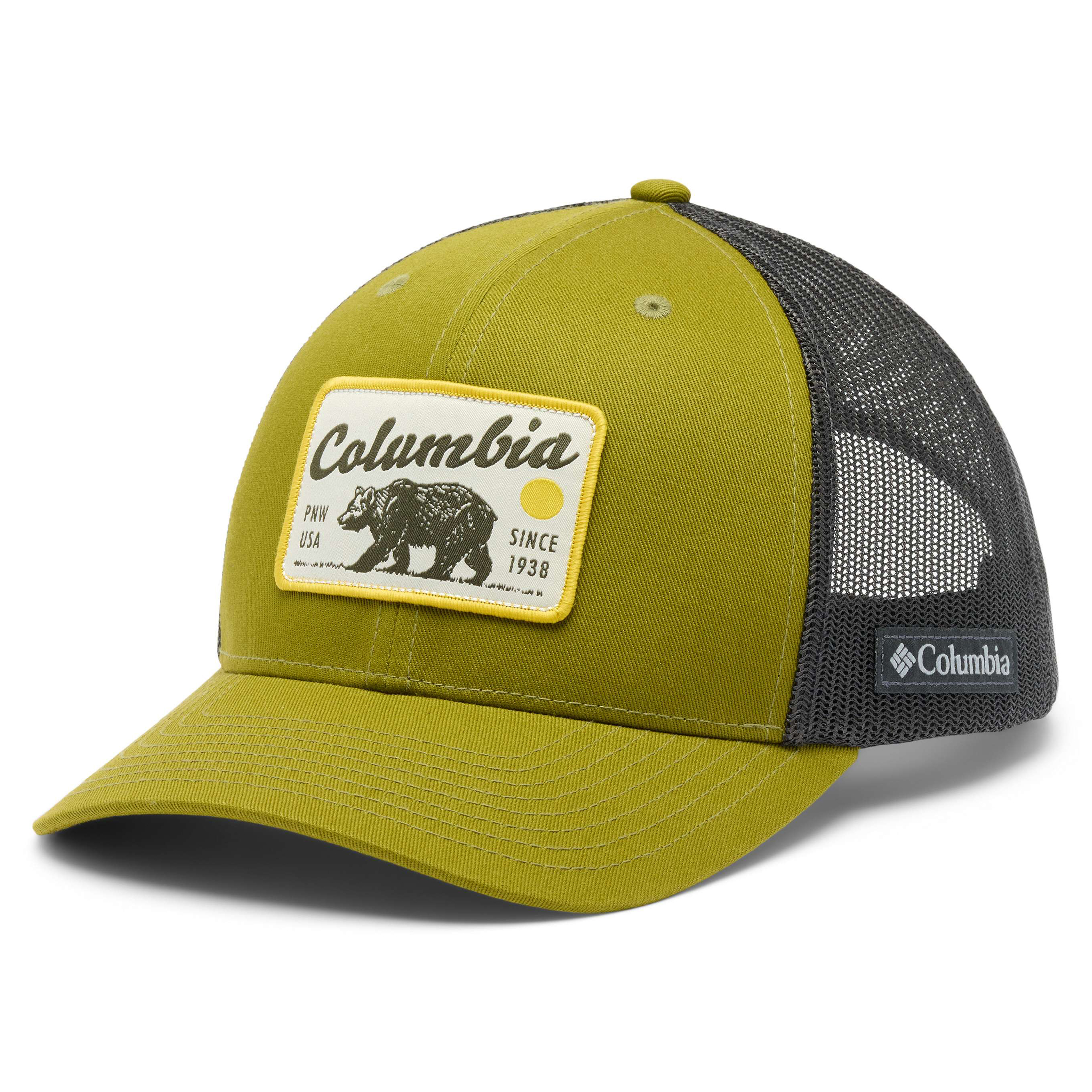 Columbia Mesh Snapback pet mossy green PNW bear 