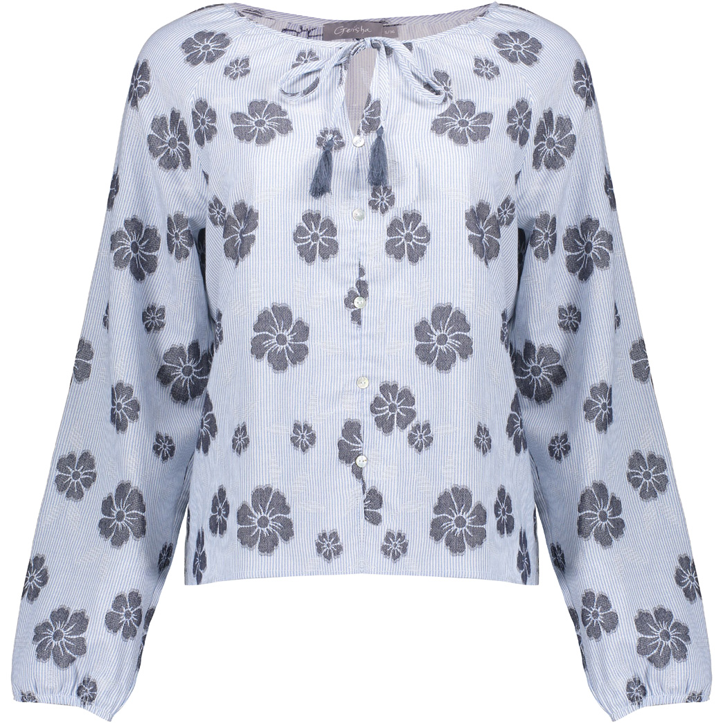 Geisha blouse dames light blue navy 