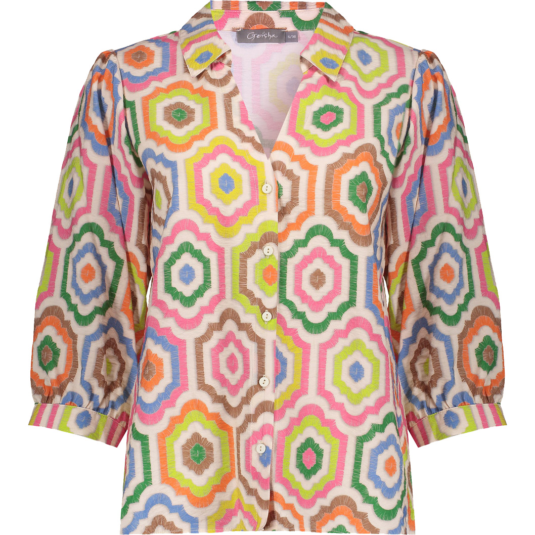 Geisha blouse dames ecru tobacco pink 