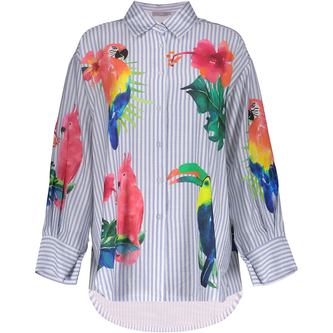 Geisha Tropical blouse dames light blue off white pink green