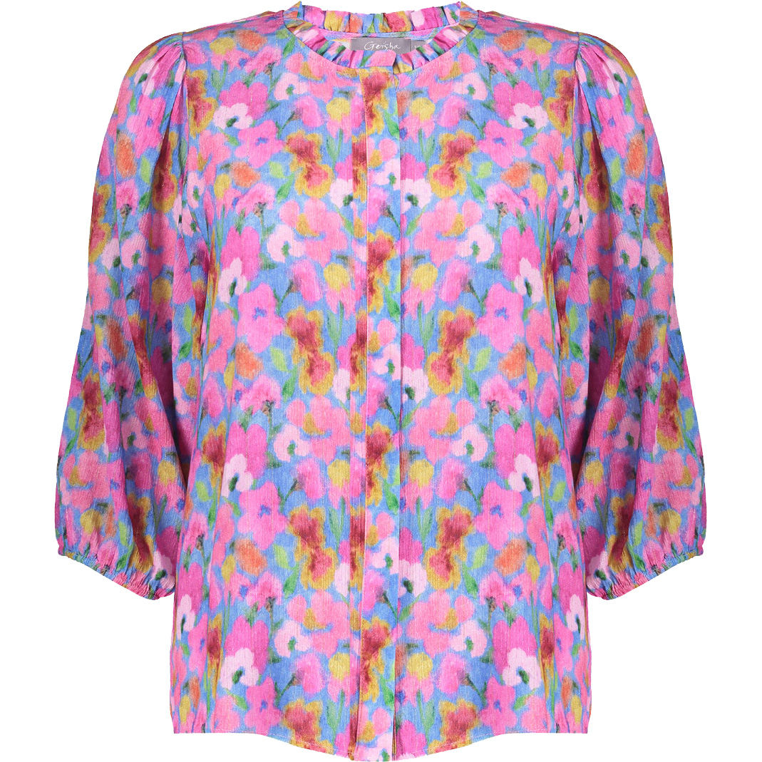 Geisha blouse dames bright blue pink 