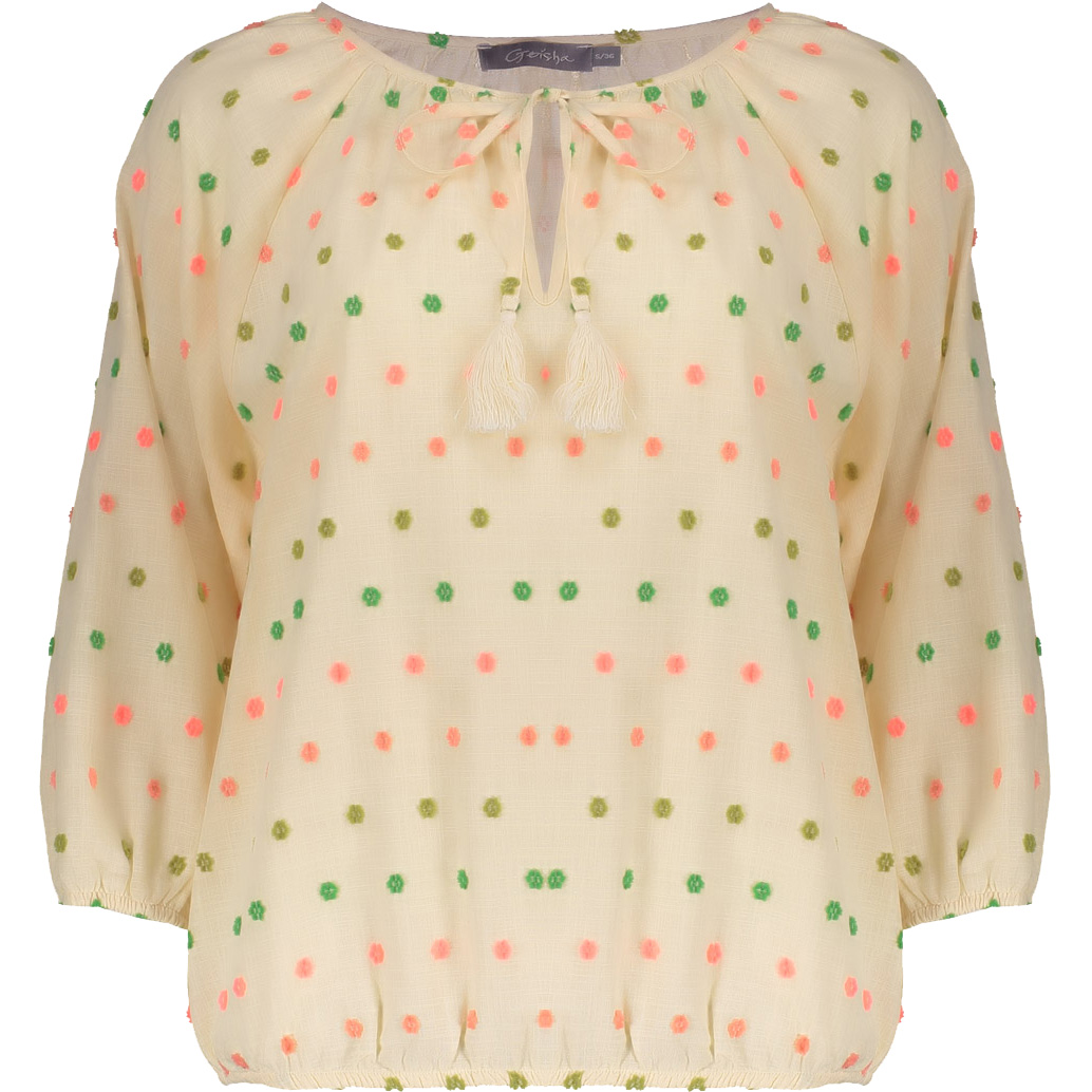 Geisha blouse dames ecru green blush 