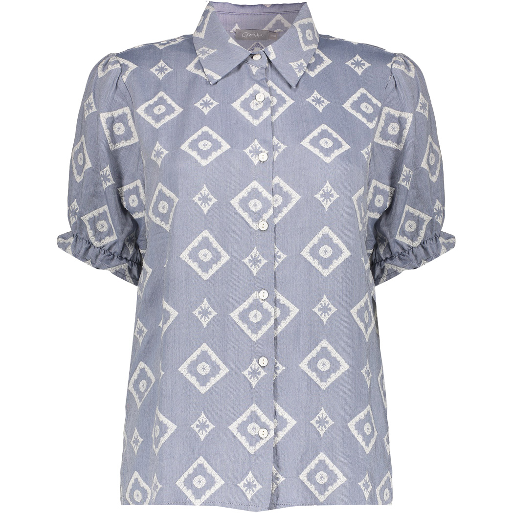 Geisha blouse dames blue ecru 
