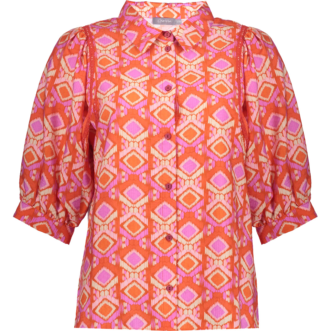 Geisha blouse dames manderine red ecru 