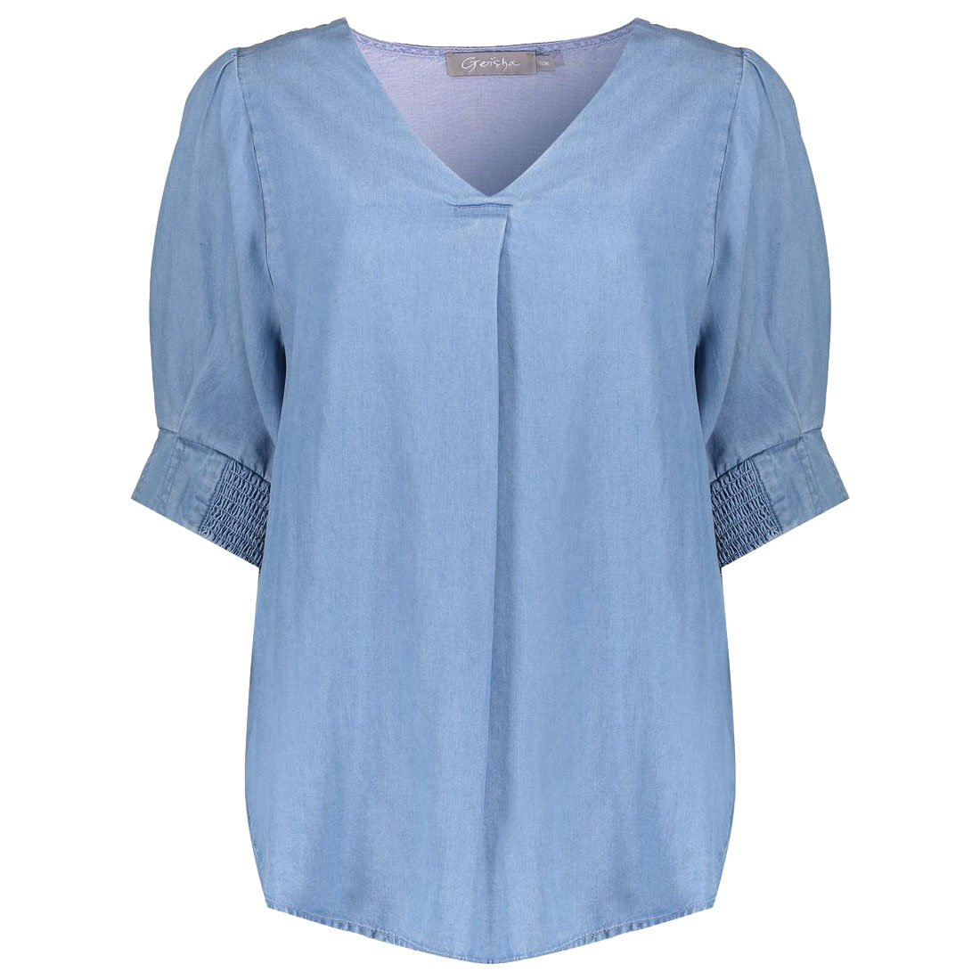 Geisha top lyocell denim dames mid blue denim 