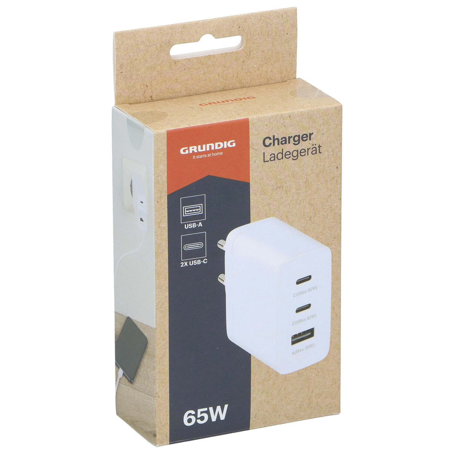 Grundig USB-A en USB-C 3-poorts wandoplader 