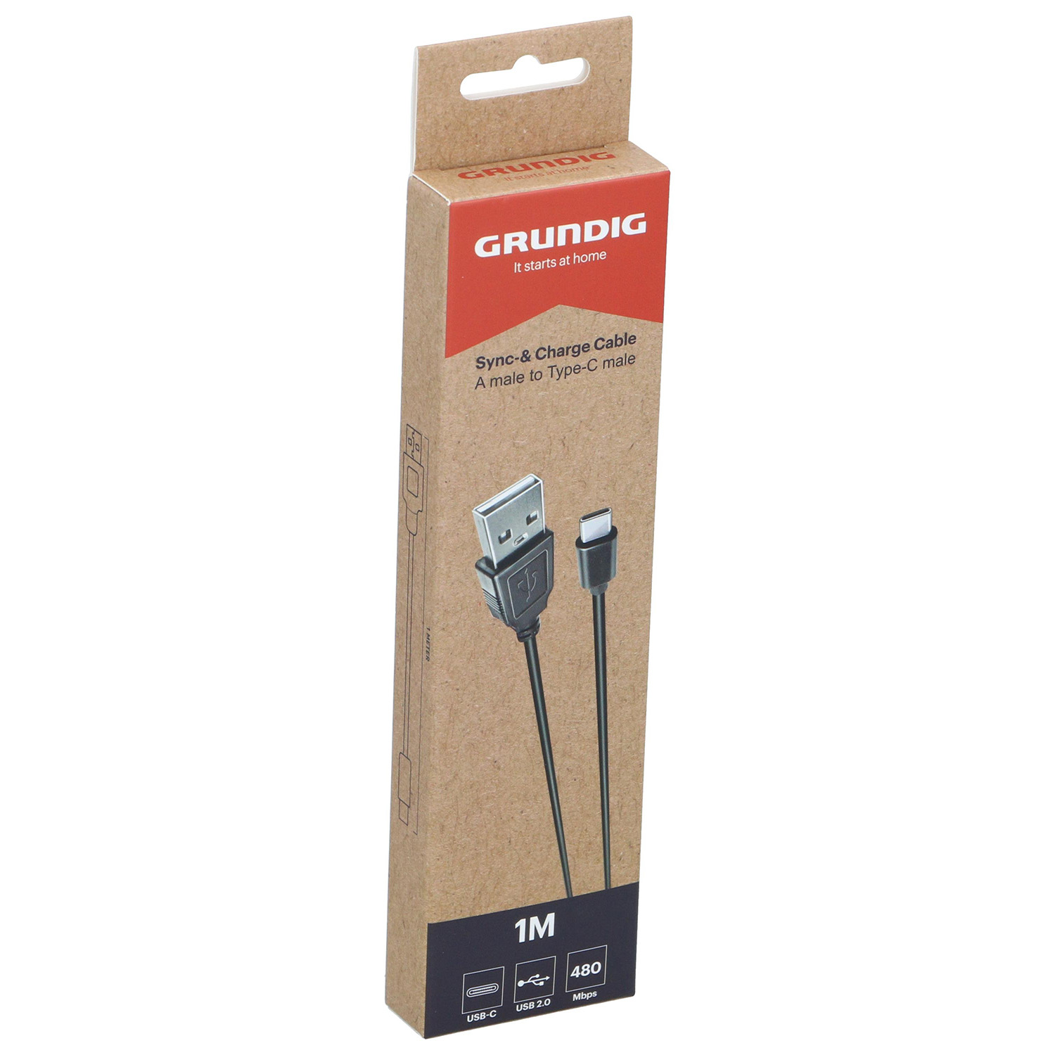 Grundig USB-A – USB-C oplaadkabel 1 meter black 