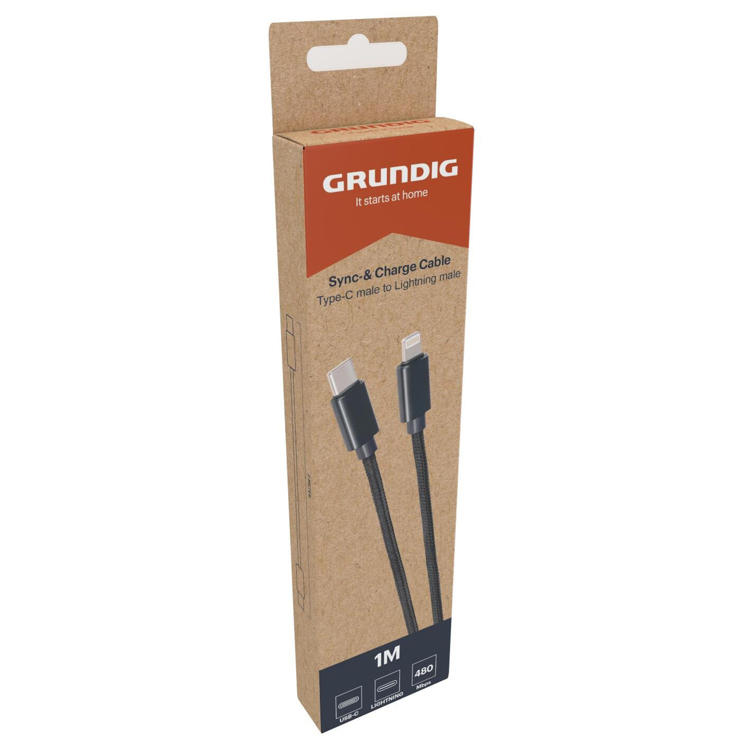 Grundig USB-C – Lightning oplaadkabel 1 meter black  