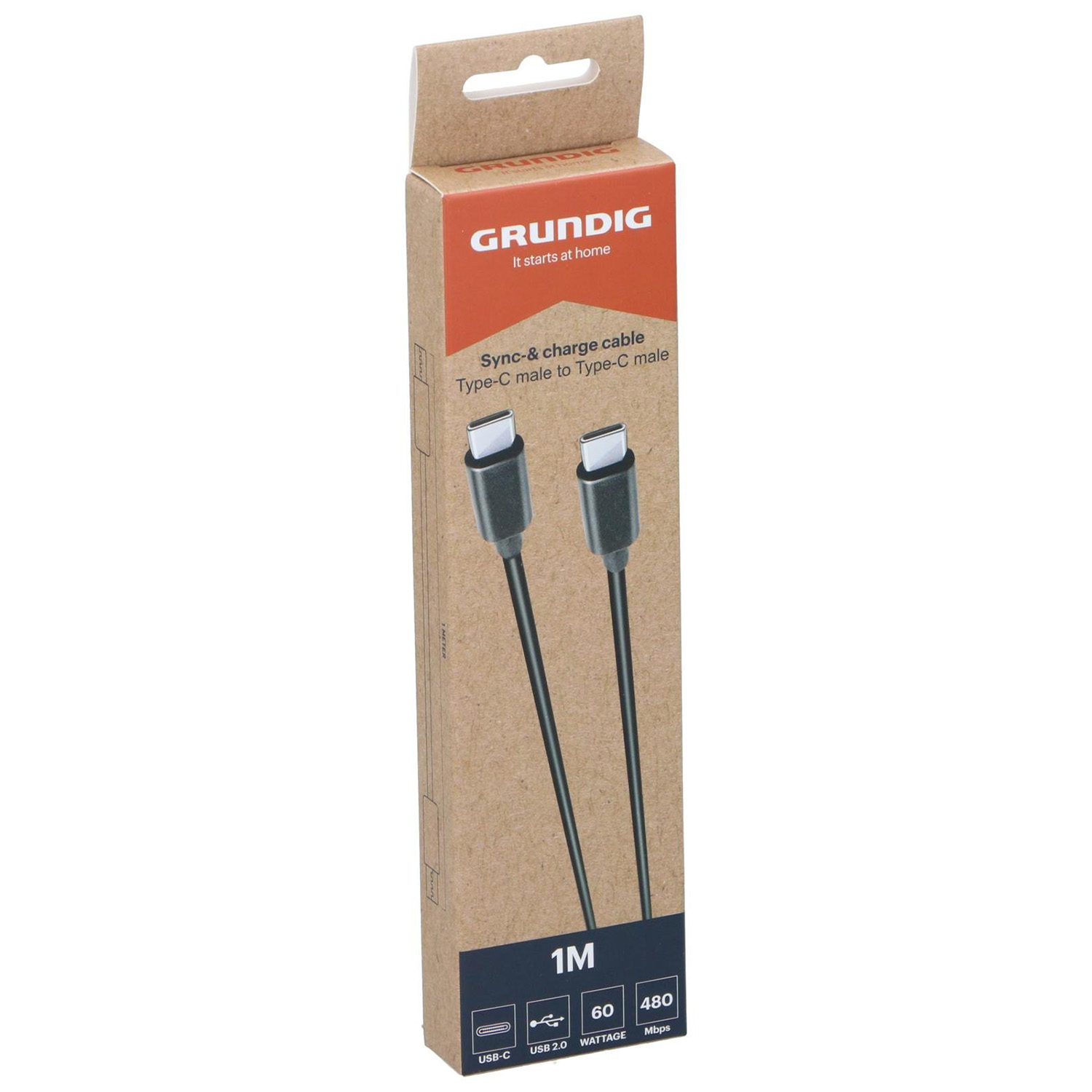 Grundig USB-C – USB-C oplaadkabel 1 meter black  