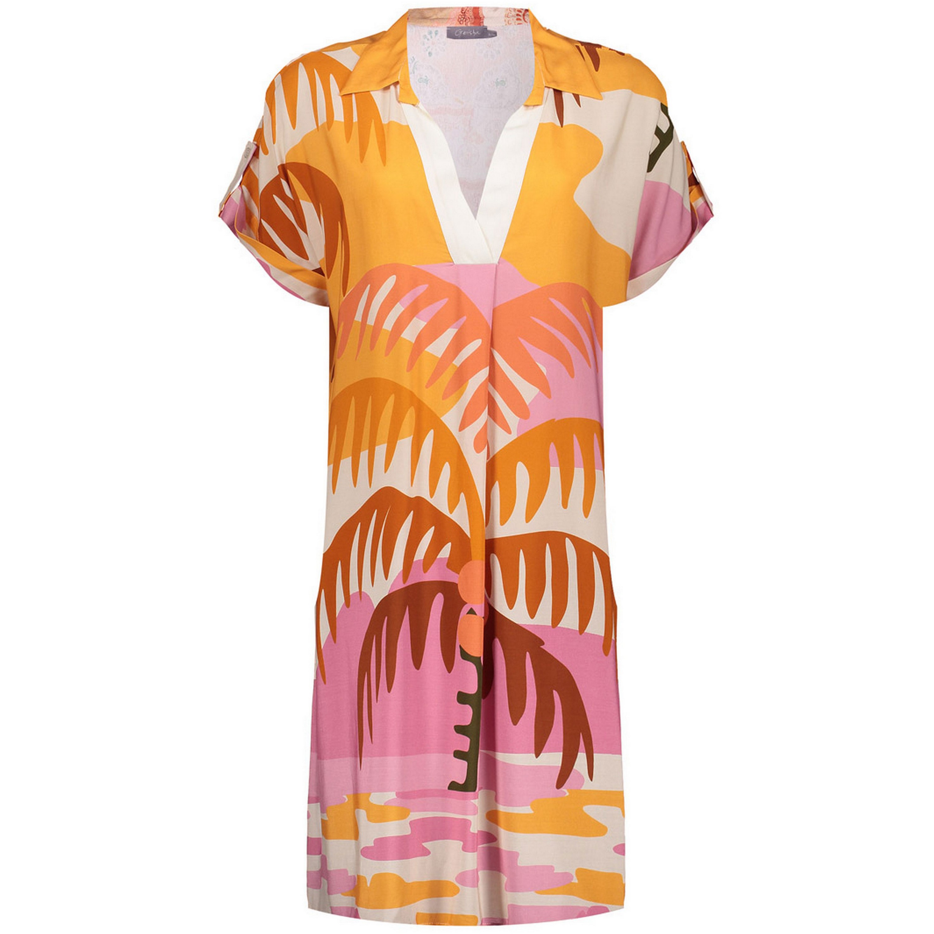 Geisha Palmtree jurk dames pink coral 