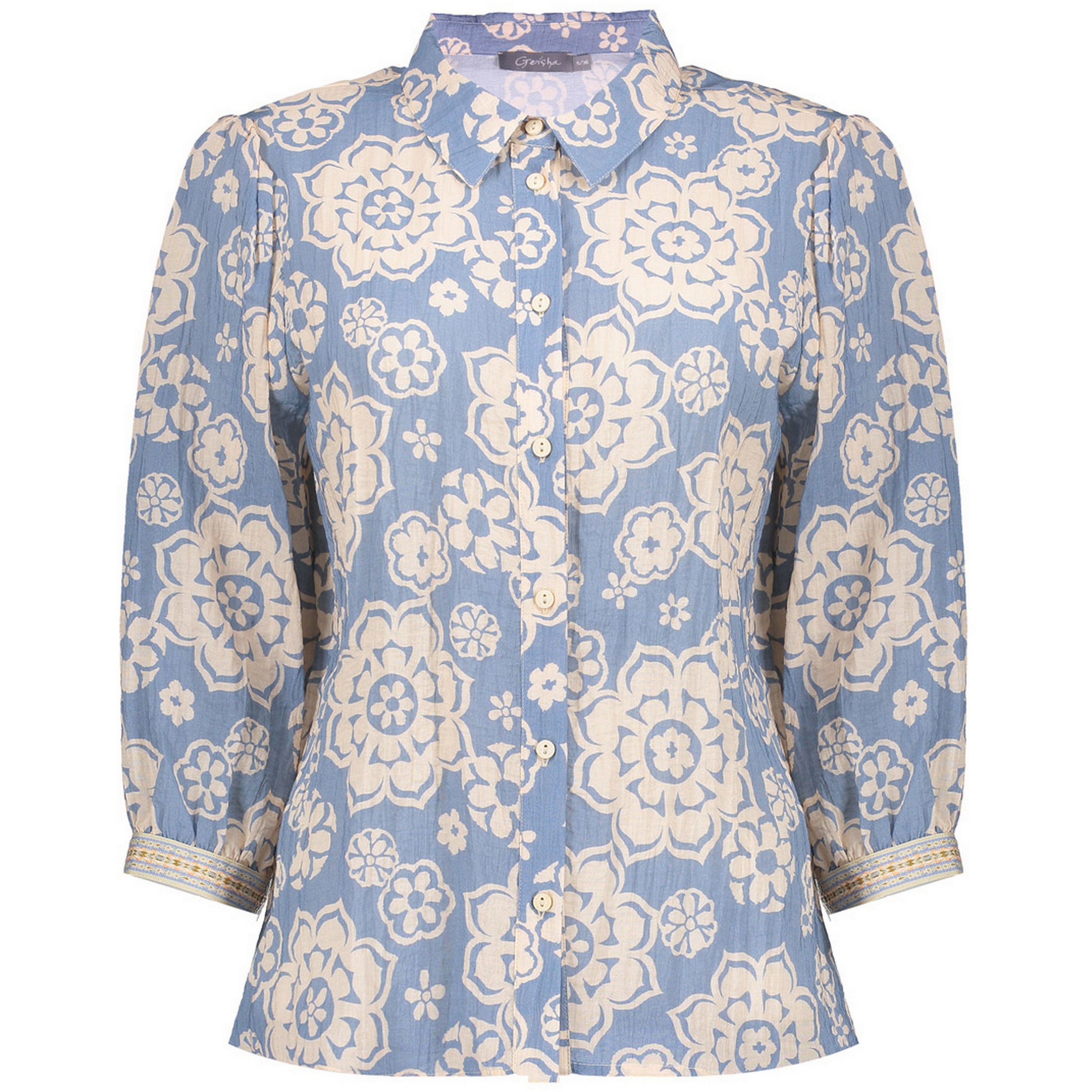 Geisha blouse dames light blue off-white 