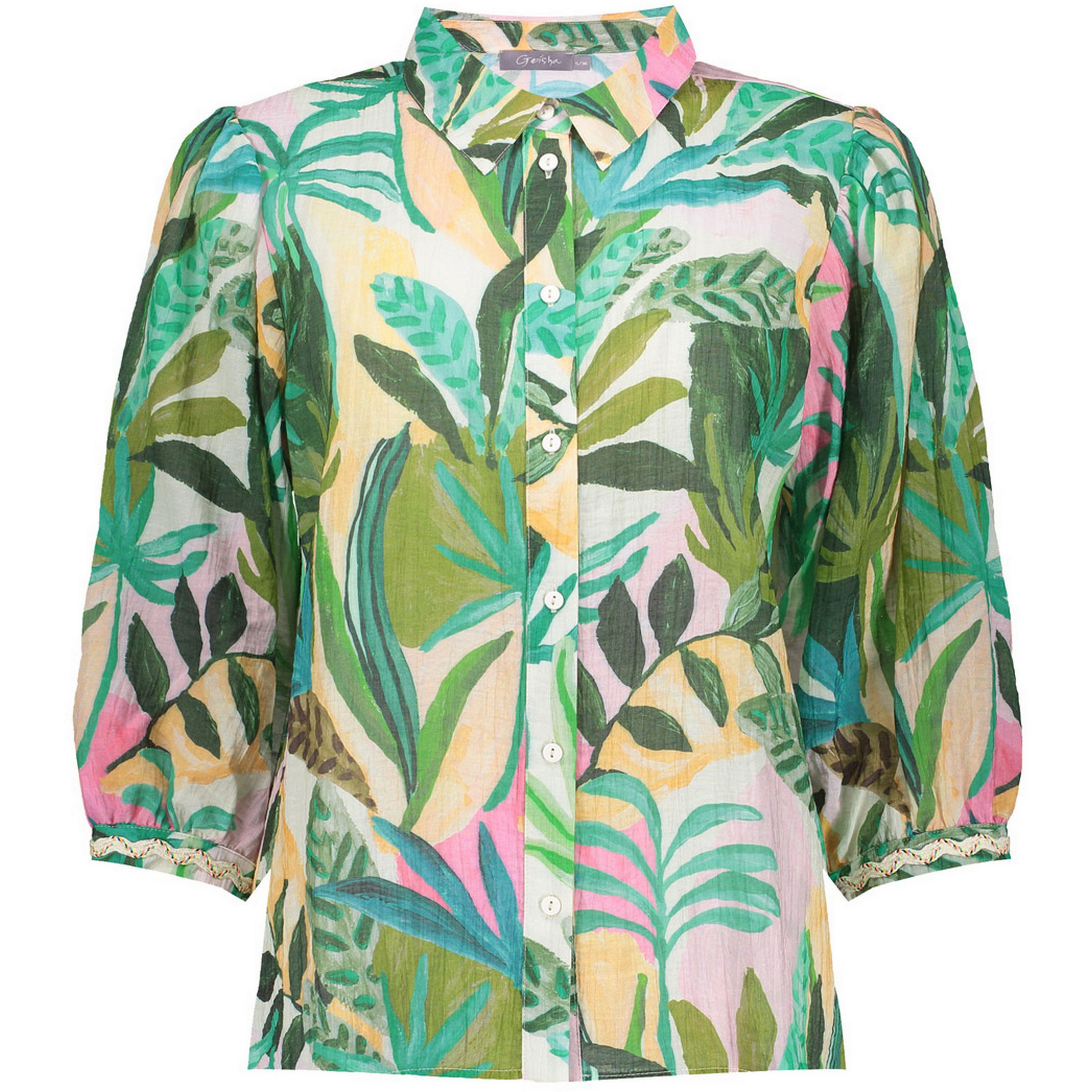 Geisha blouse dames green ecru 