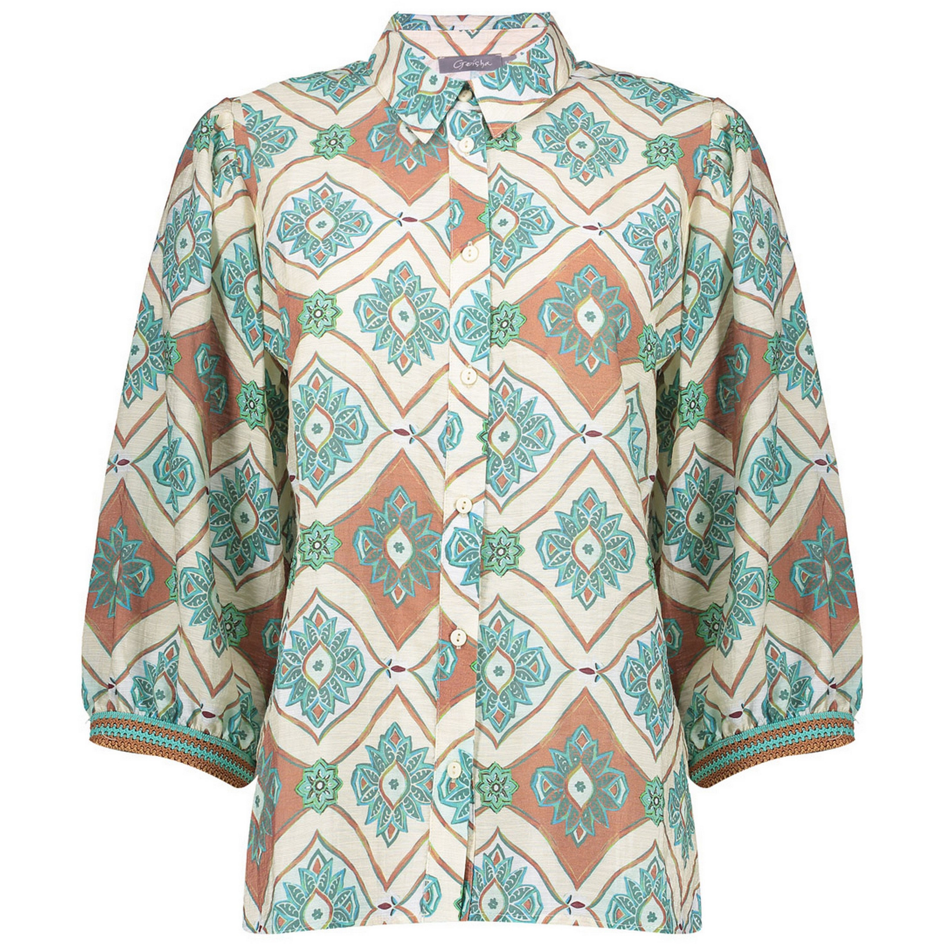 Geisha blouse dames aqua camel 
