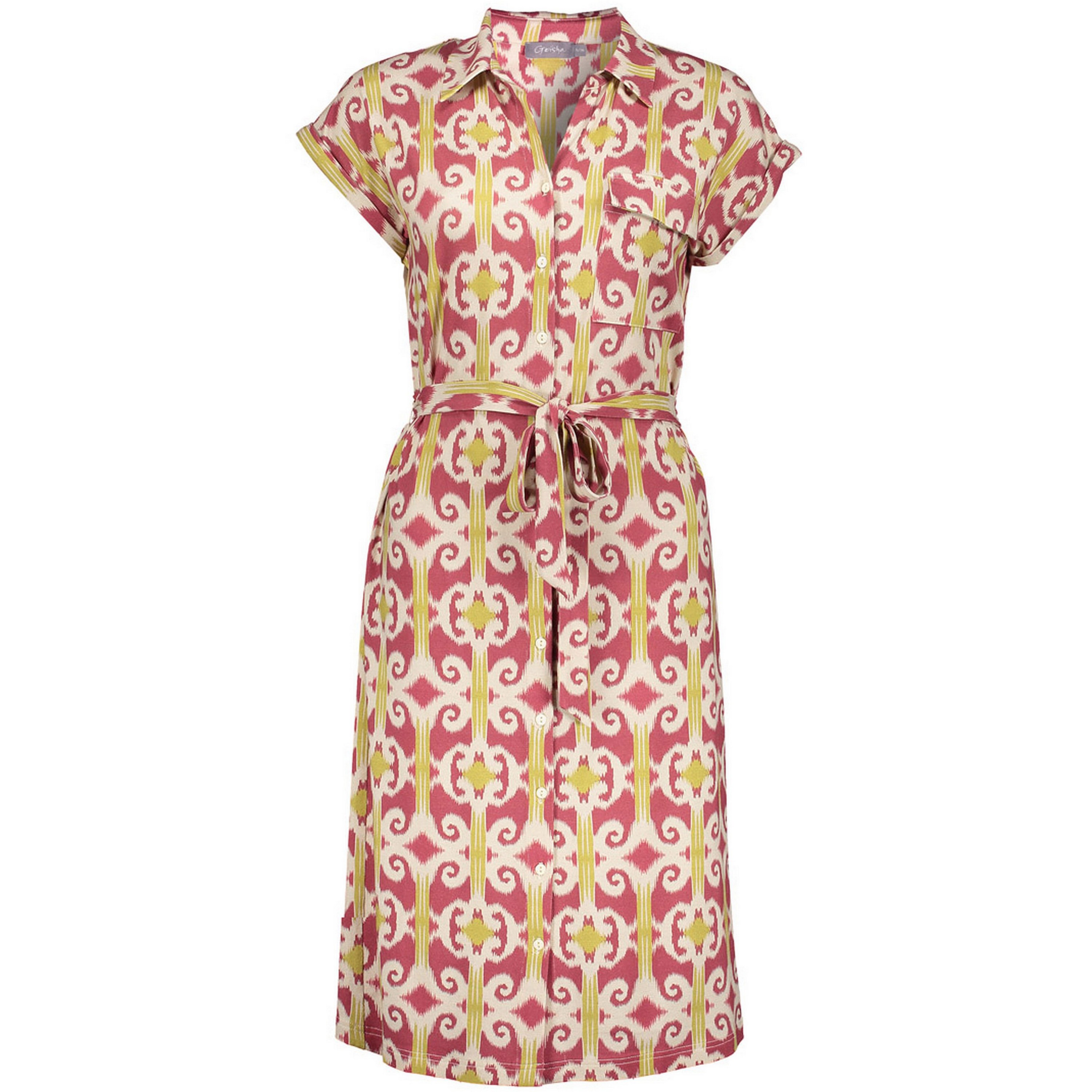 Geisha jurk dames raspberry light green 