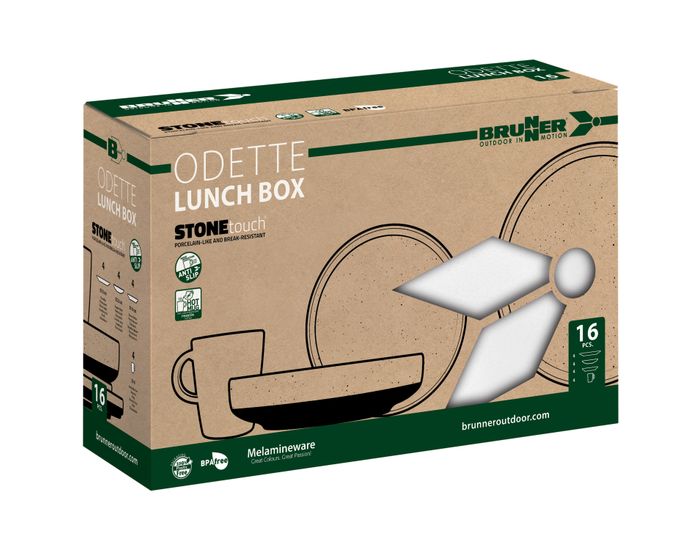 PACK VAISSELLE LUNCH BOX ODETTE BLANC 16 PIÈCES STONE TOUCH ANTIGLISSE - BRUNNER PACK VAISSELLE LUNCH BOX ODETTE BLANC 16 PIÈCES STONE TOUCH ANTIGLISSE - BRUNNER