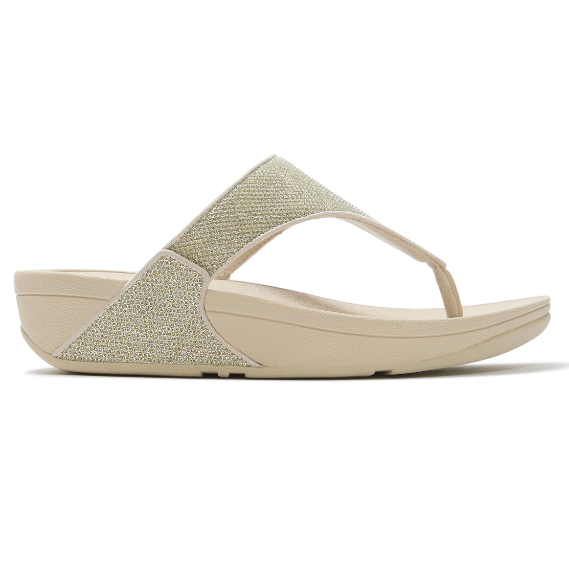 Fitflop Lulu Shimmerglitz Toe-Post slippers dames platino 