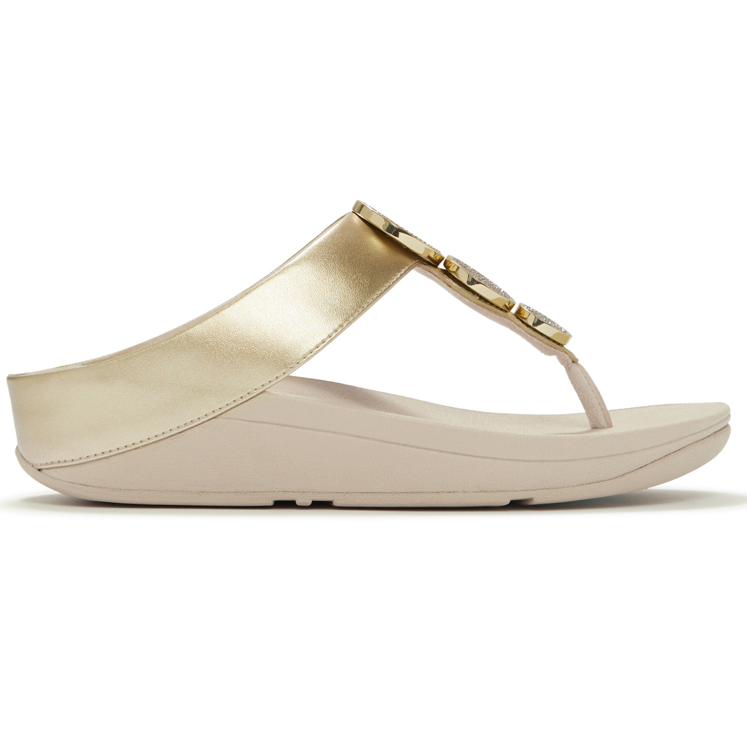 Fitflop Halo Bead-Circle Metallic Toe-Post slippers dames  metallic latte beige