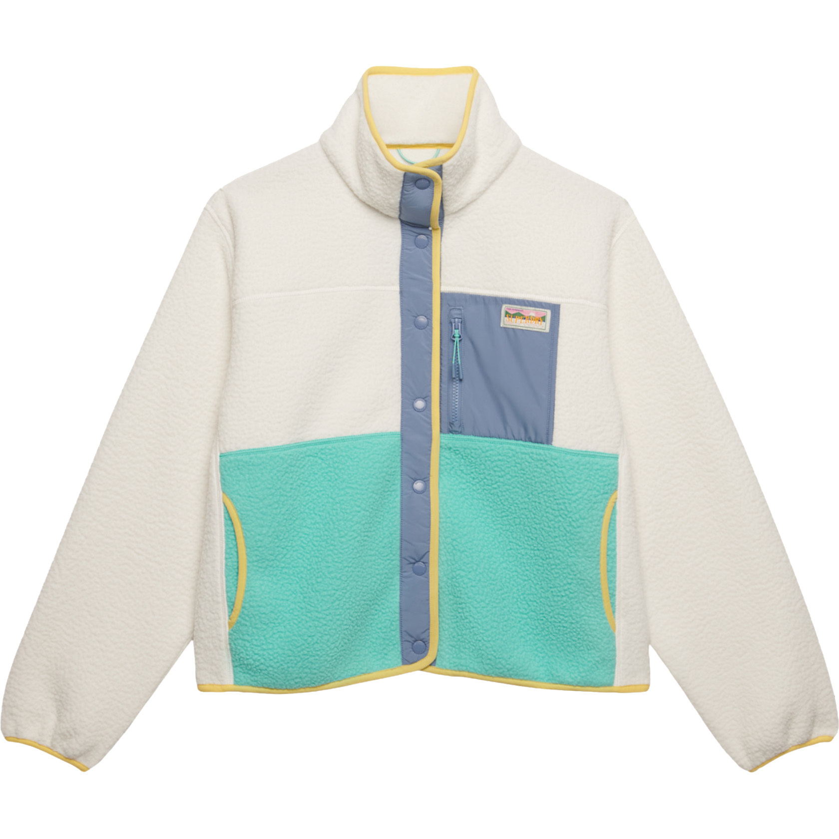 Superdry Colour Block Fleece jas dames off white  
