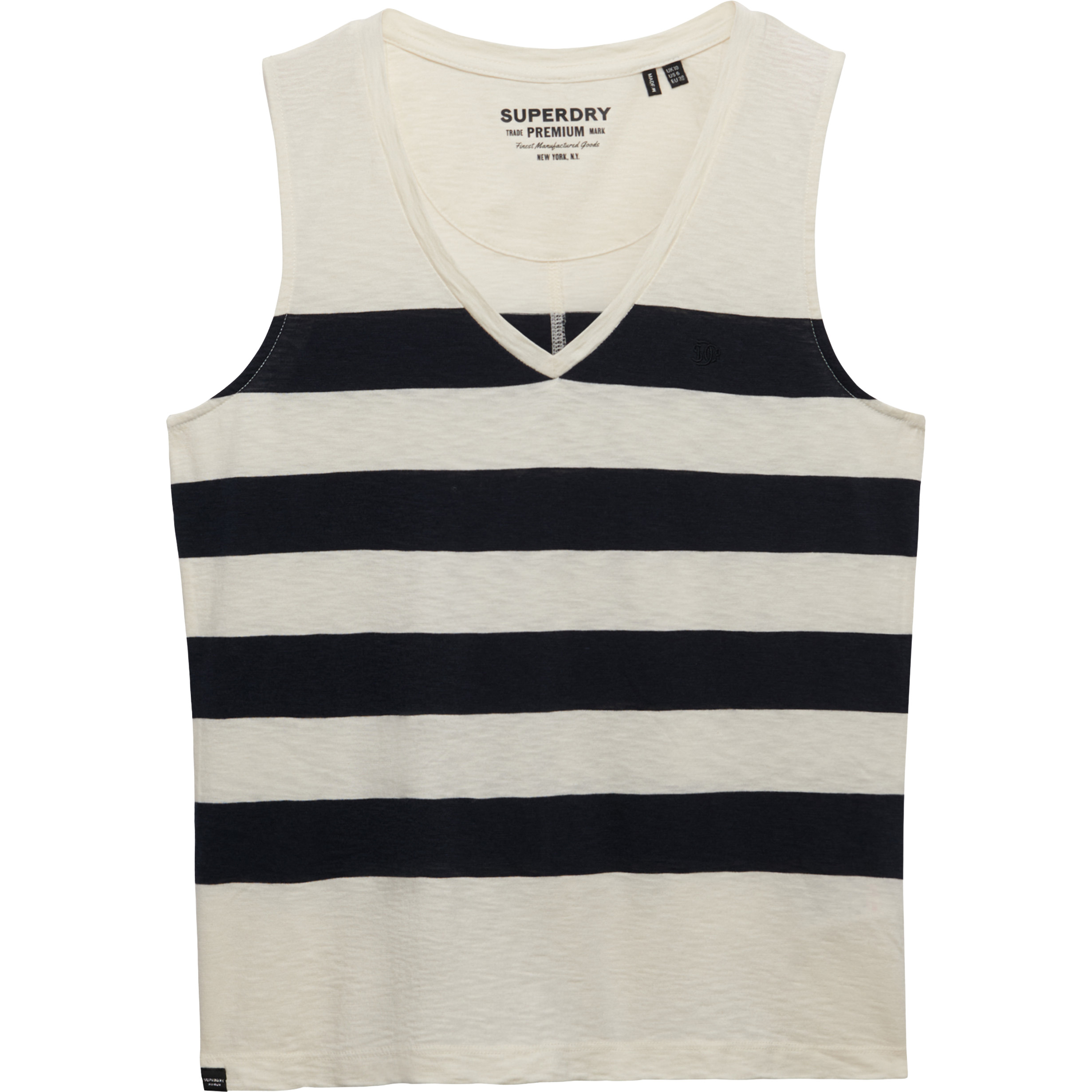 Superdry Studios tanktop dames off white navy wide stripe 