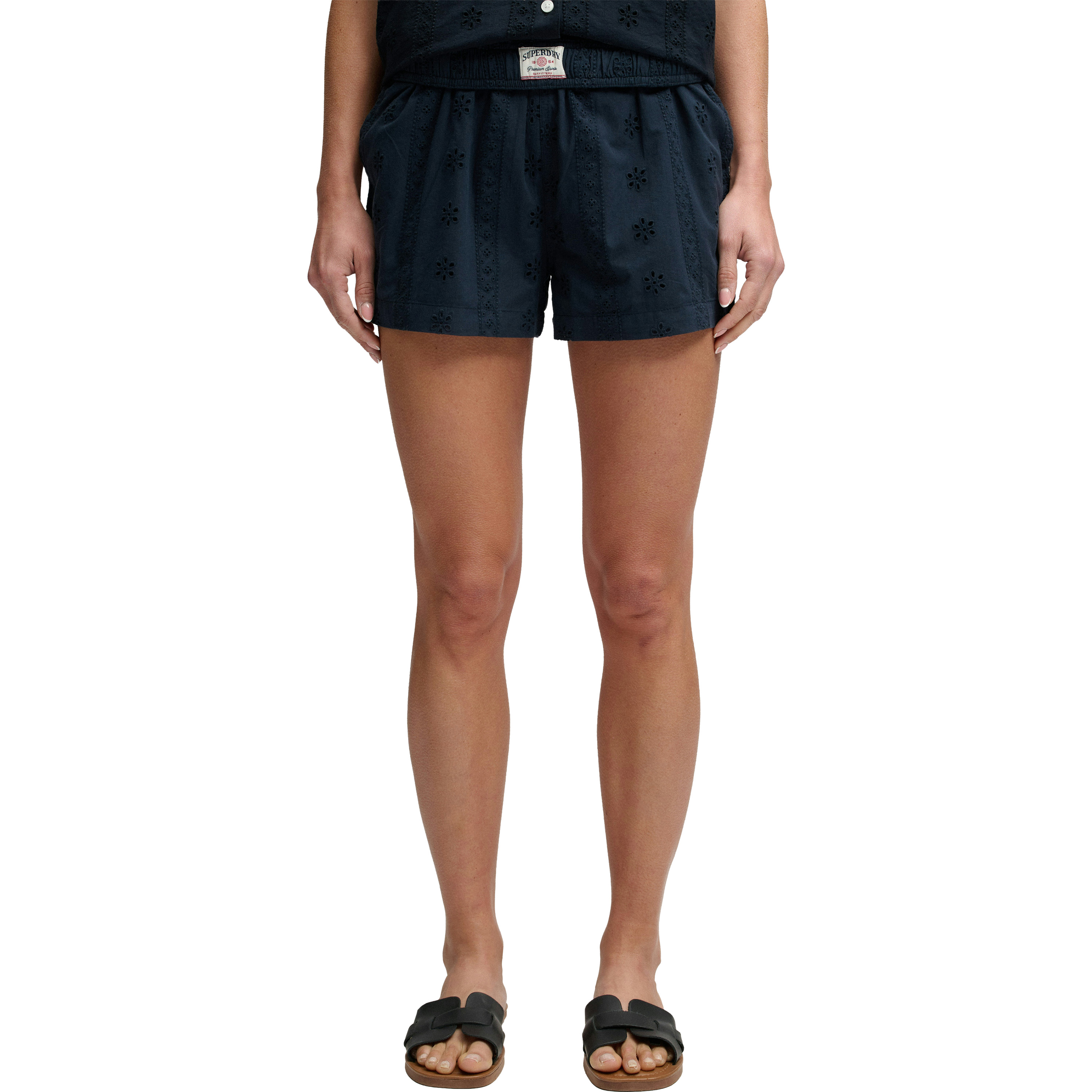 Superdry Heritage Broderie short dames eclipse navy   