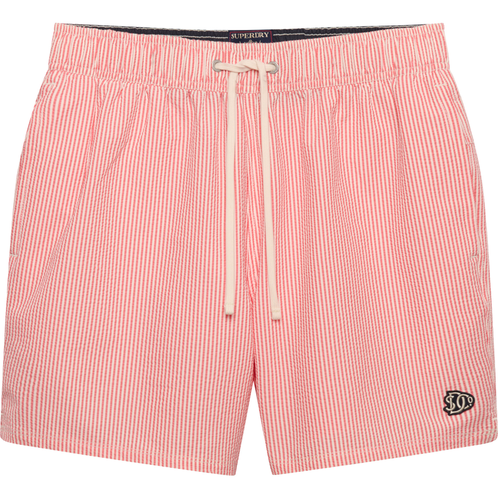 Superdry Seersucker zwemshort heren sugar coral white stripe