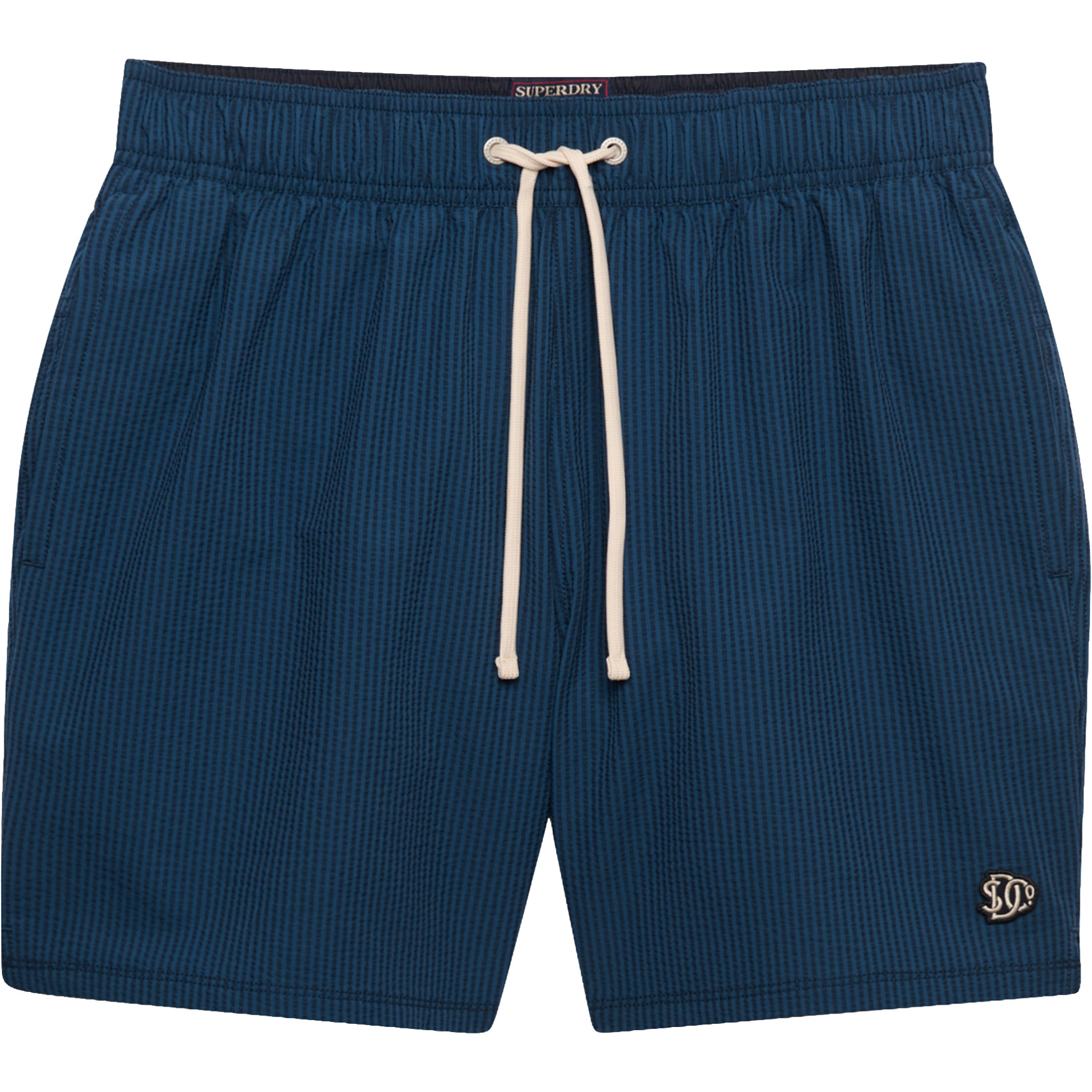 Superdry Seersucker 15 inch zwembroek heren atlantic navy blue bottle stripe