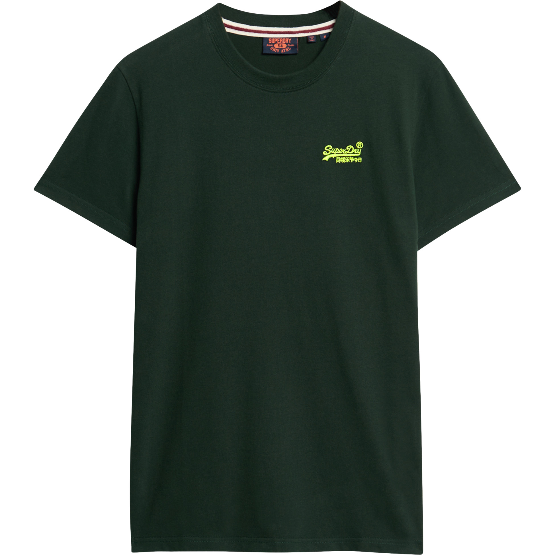 Superdry Essential Logo shirt heren forest green fluro yellow