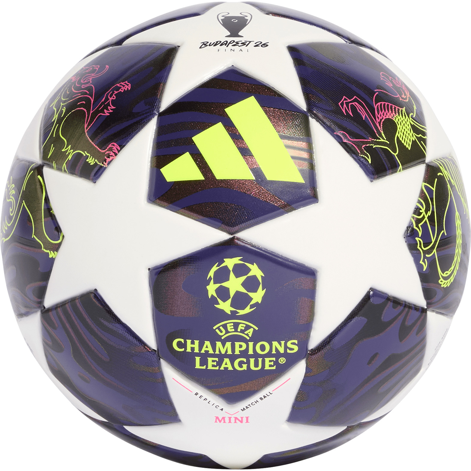 Adidas UEFA Champions League Final Mini voetbal dark purple white solar yellow shock pink 26