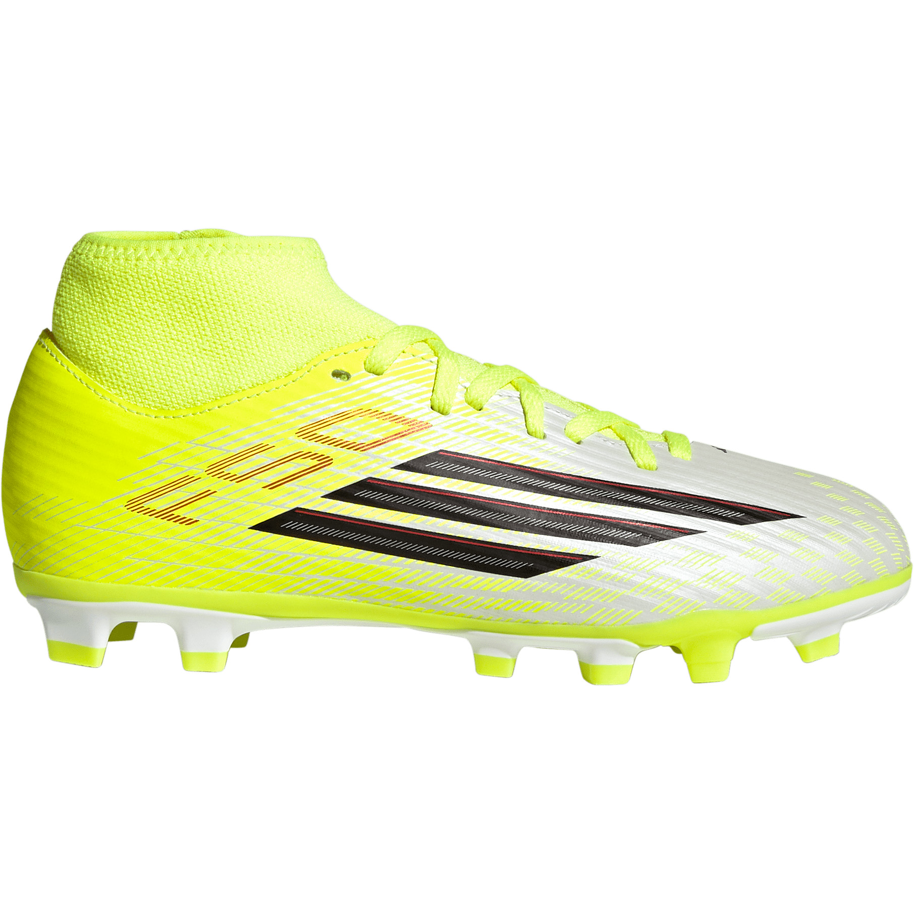 Adidas F50 Club Mid FG AG voetbalschoenen junior team solar tellow 2 core black lucid red