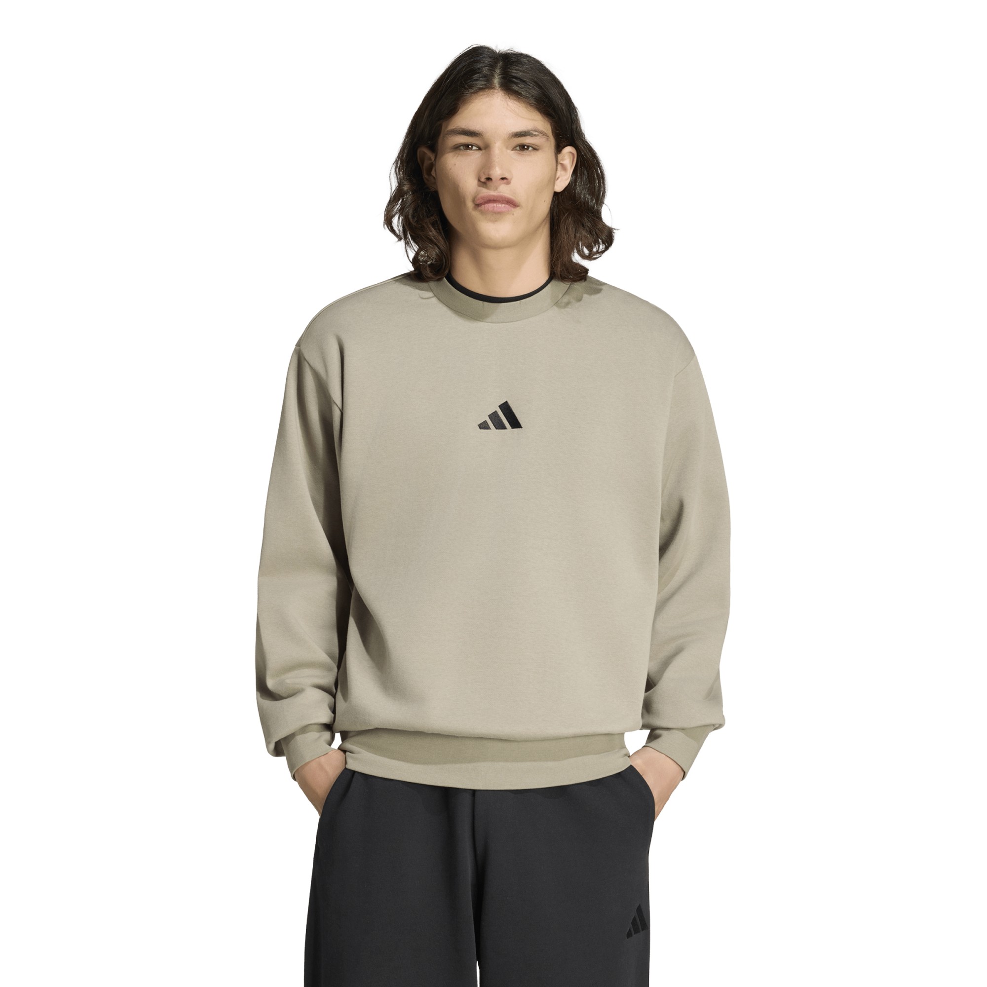 Adidas Essentials Feelcozy Fleece sweater heren silver pebble