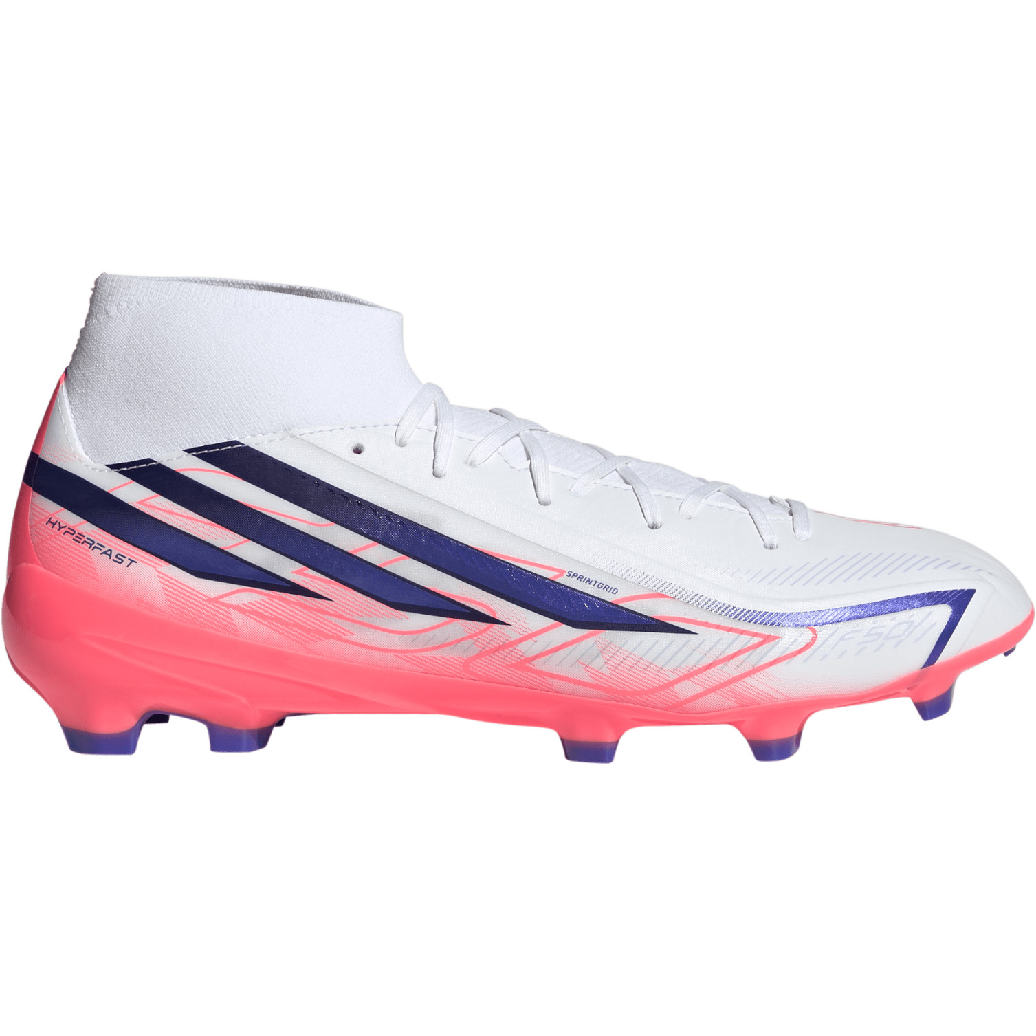 Adidas F50 Hyperfast League Mid FG voetbalschoenen heren cloud white solar purple solar turbo