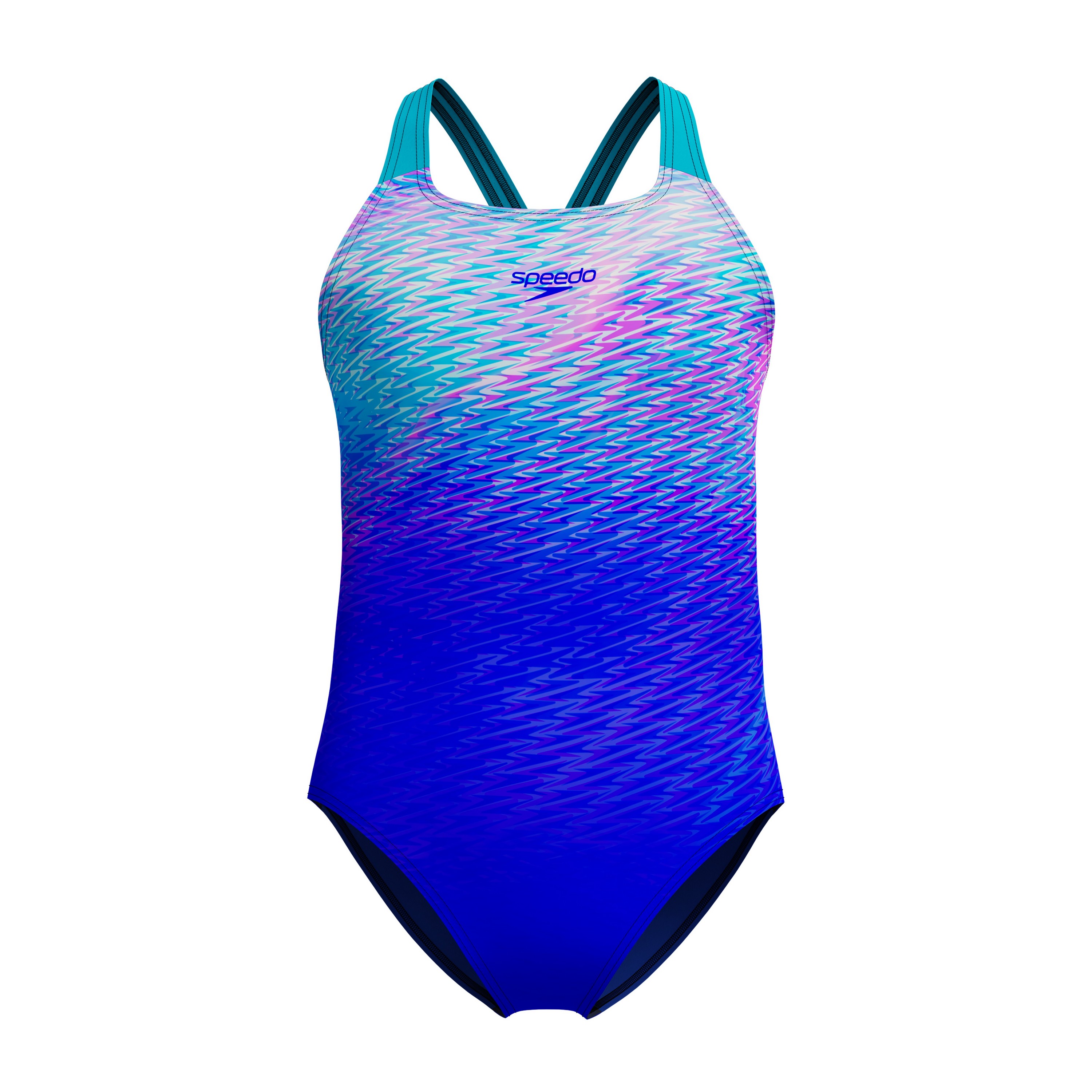 Speedo Printed Powerback badpak junior blue turquoise 